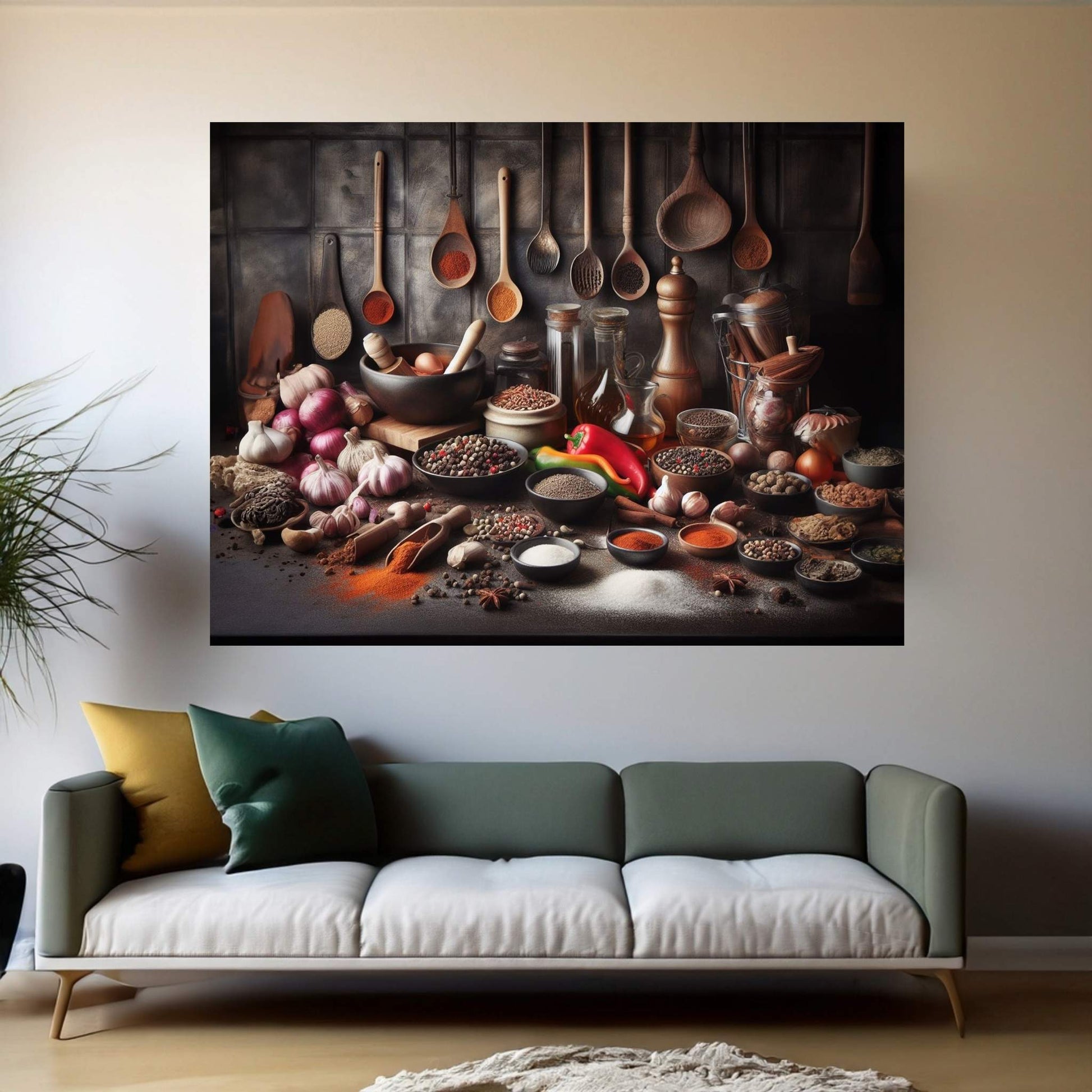 Spices Kitchen Wall Art, Food Artwork, Abstract Wall Decor, Indian Spices Canvas, Modern Wall Decor Home Decor - Y Canvas