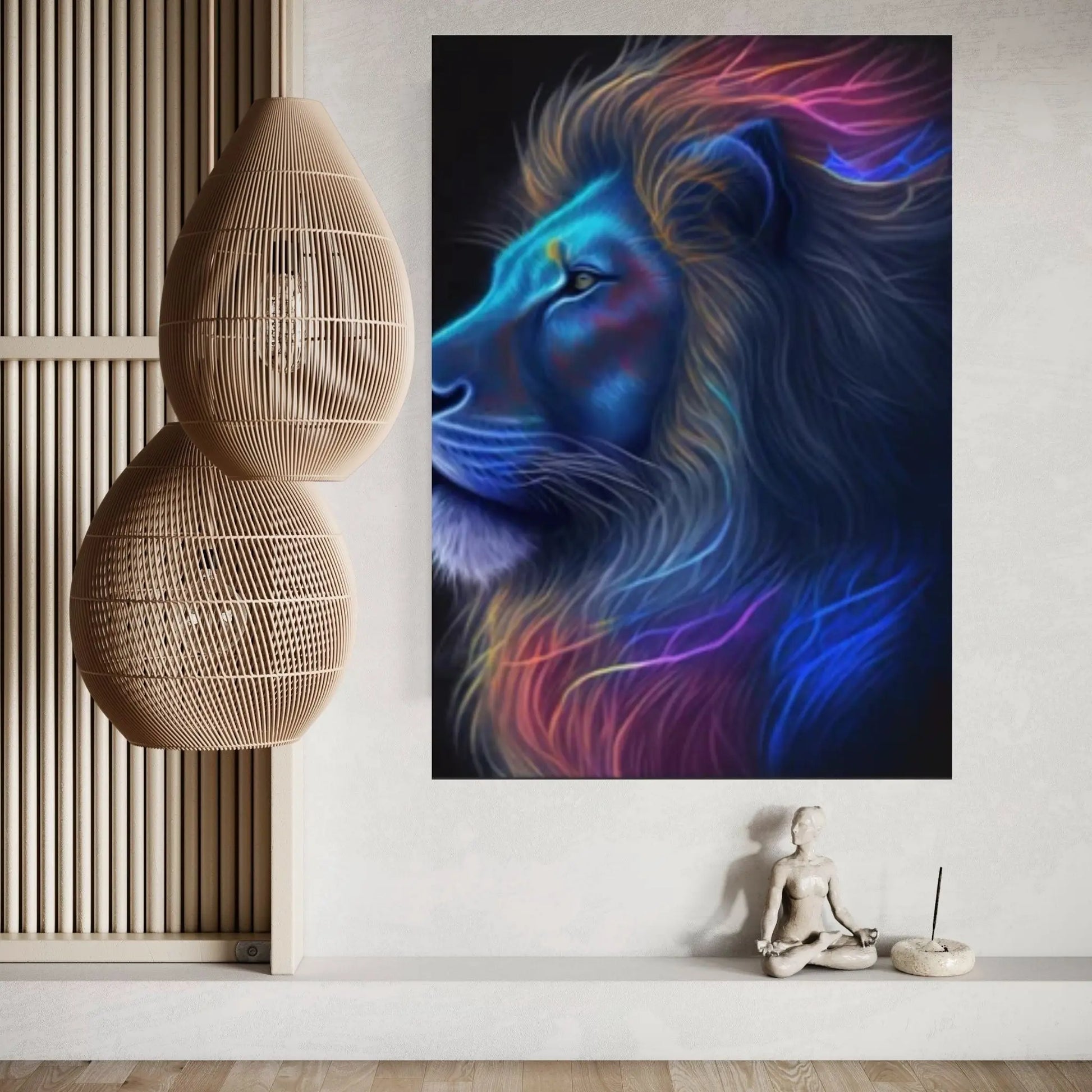 Lion Neon Canvas Wall Art Animal Wall Art, Canvas Wall Art,Animal wall art decor Large lion art - Y Canvas