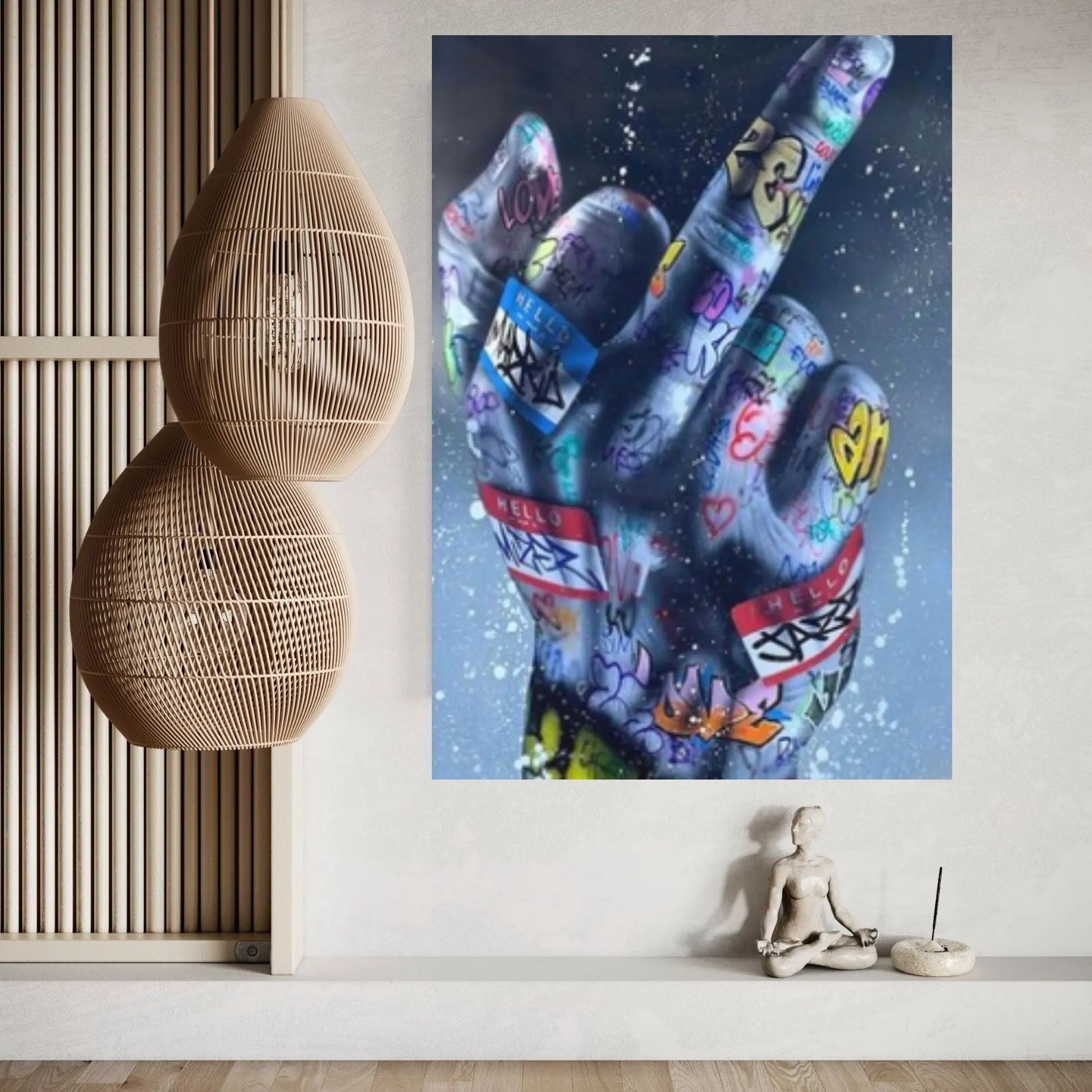 Middle Finger Gesture Street Art Posters and Prints Graffiti Art Paintings - Y Canvas