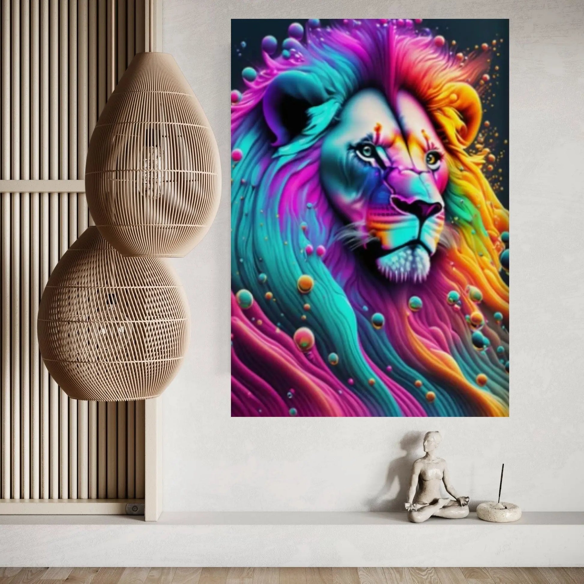 Colorful African Lion Canvas Wall Art, Animal Wall Art - Y Canvas