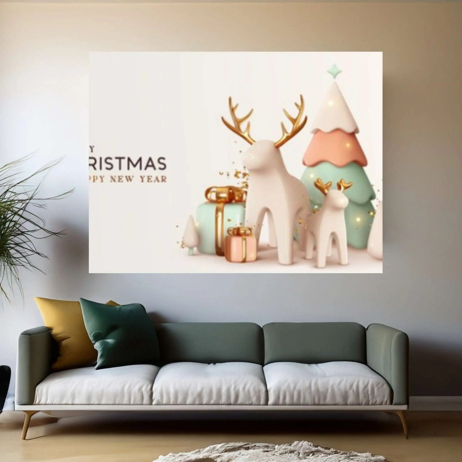 Merry Christmas Canvas Wall Art Design Poster Canvas Wall Art - Y Canvas