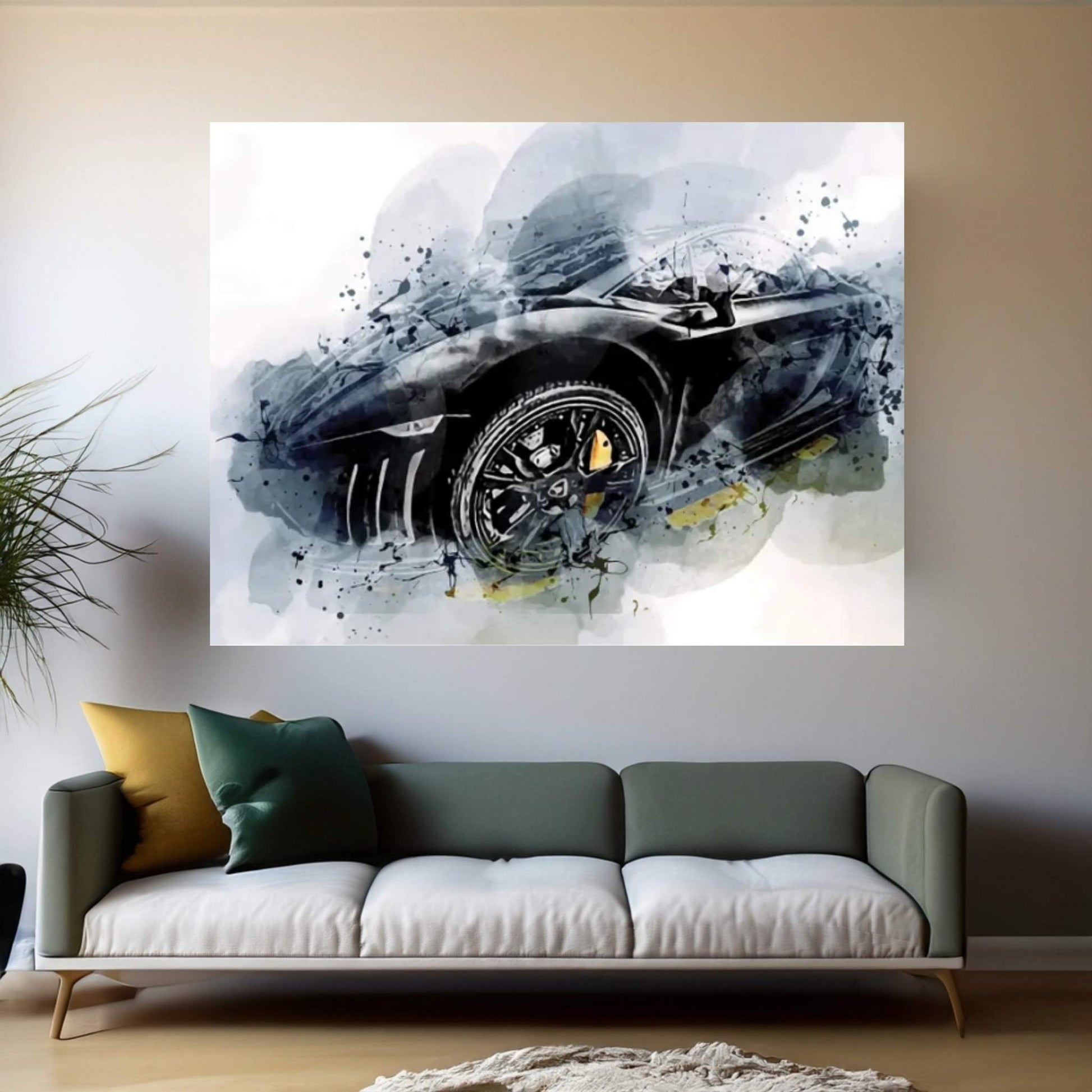 Lamborghini Gallardo Supercars Street Monochrome Canvas Wall Art - Y Canvas