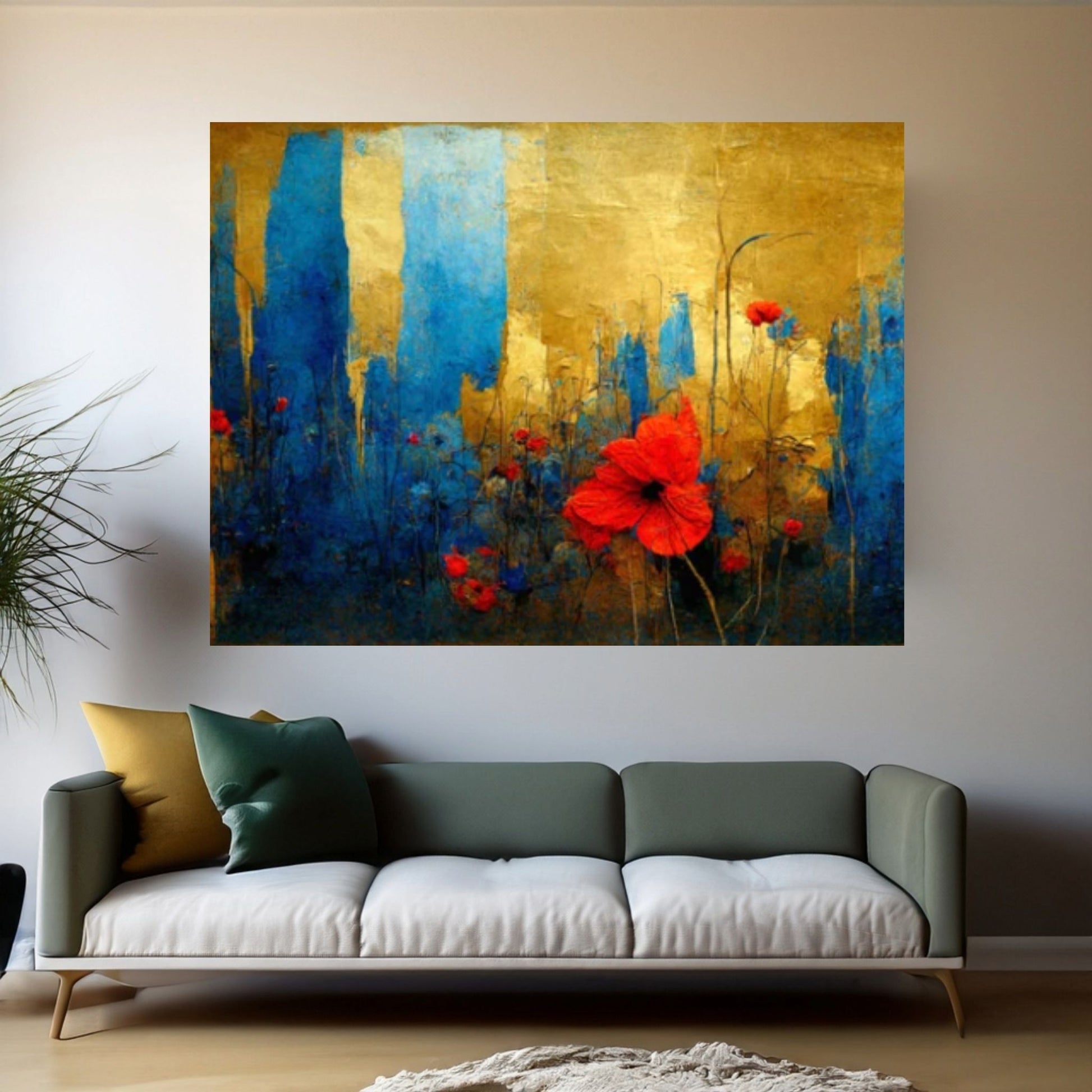 Golden floral Colorful Wild Flower Canvas Print | Framed Wall Art - Y Canvas