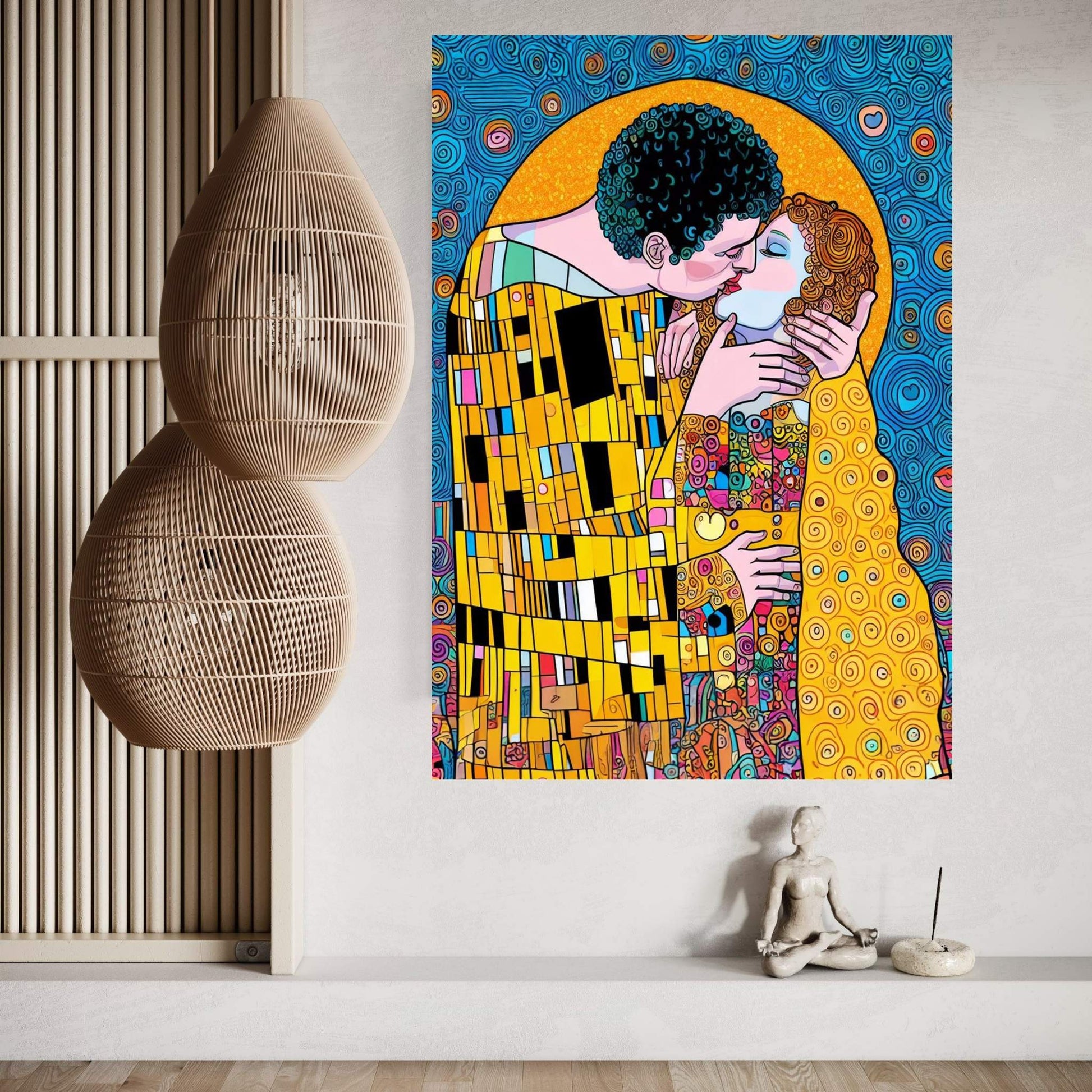 Gustav Klimt's The Kiss: Canvas Wall Art Reproduction Home Decor - Y Canvas