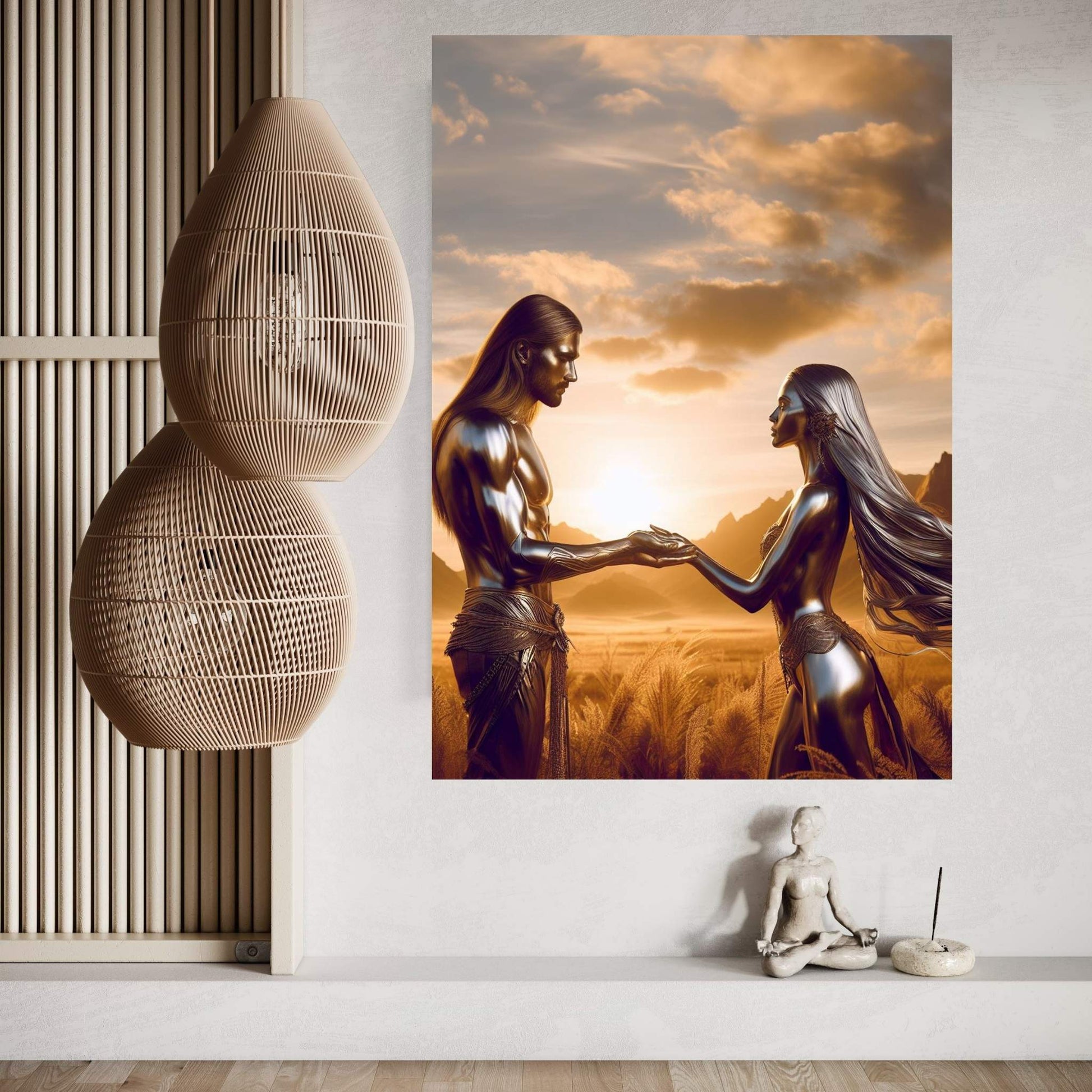 Metalic Love Man and Woman Canvas Wall Art - Y Canvas