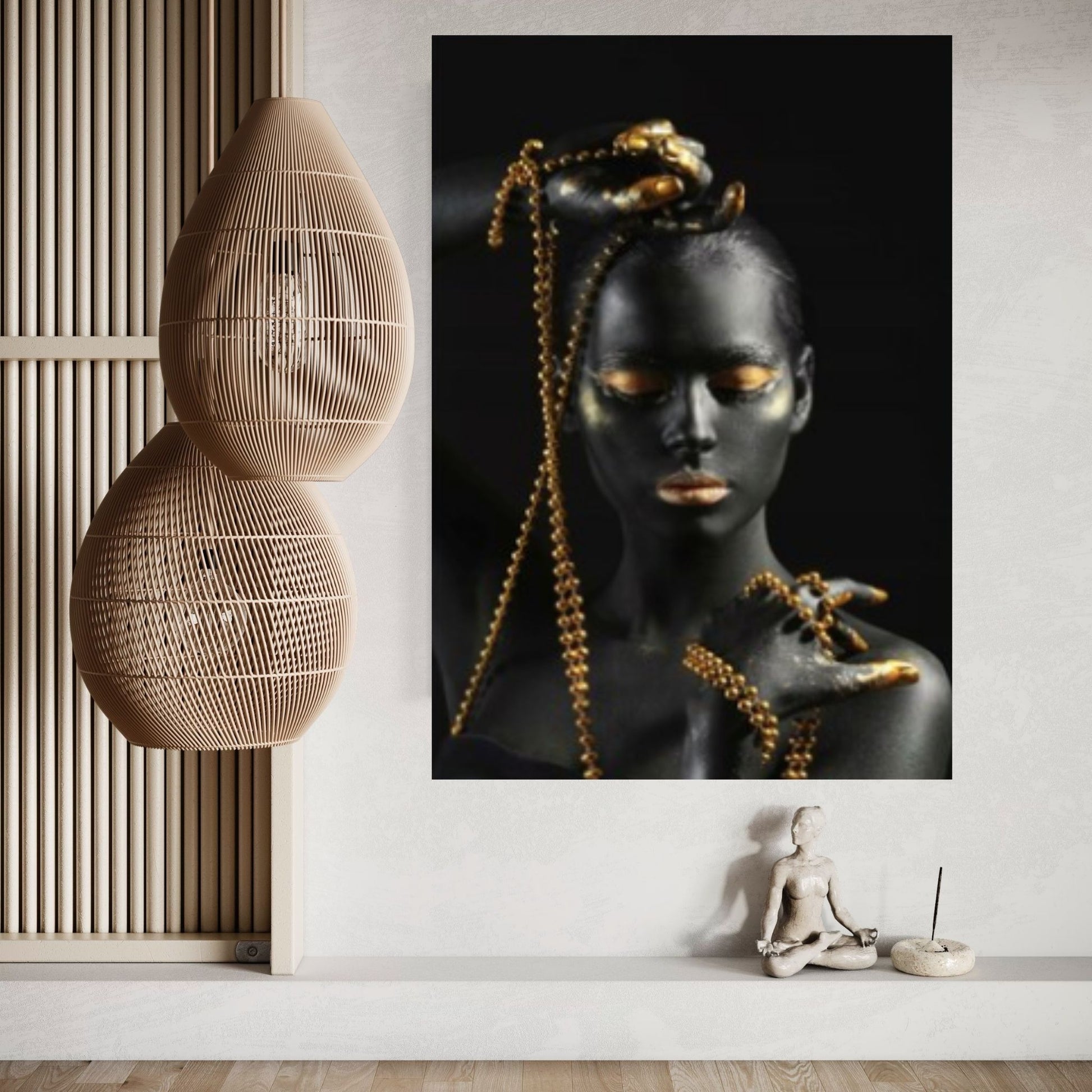 Gold Detailed Woman Canvas Wall Art, Gold Chain Canvas, Beautiful Woman Canvas Art - Y Canvas