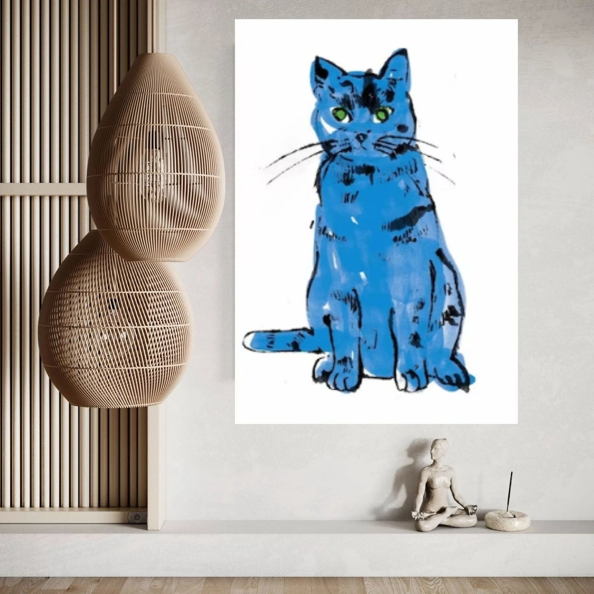 Andy Warhol Blue Cat Pop Art Canvas Wall Art Poster, Line Art wall Decor, Cat Sam poster - Y Canvas