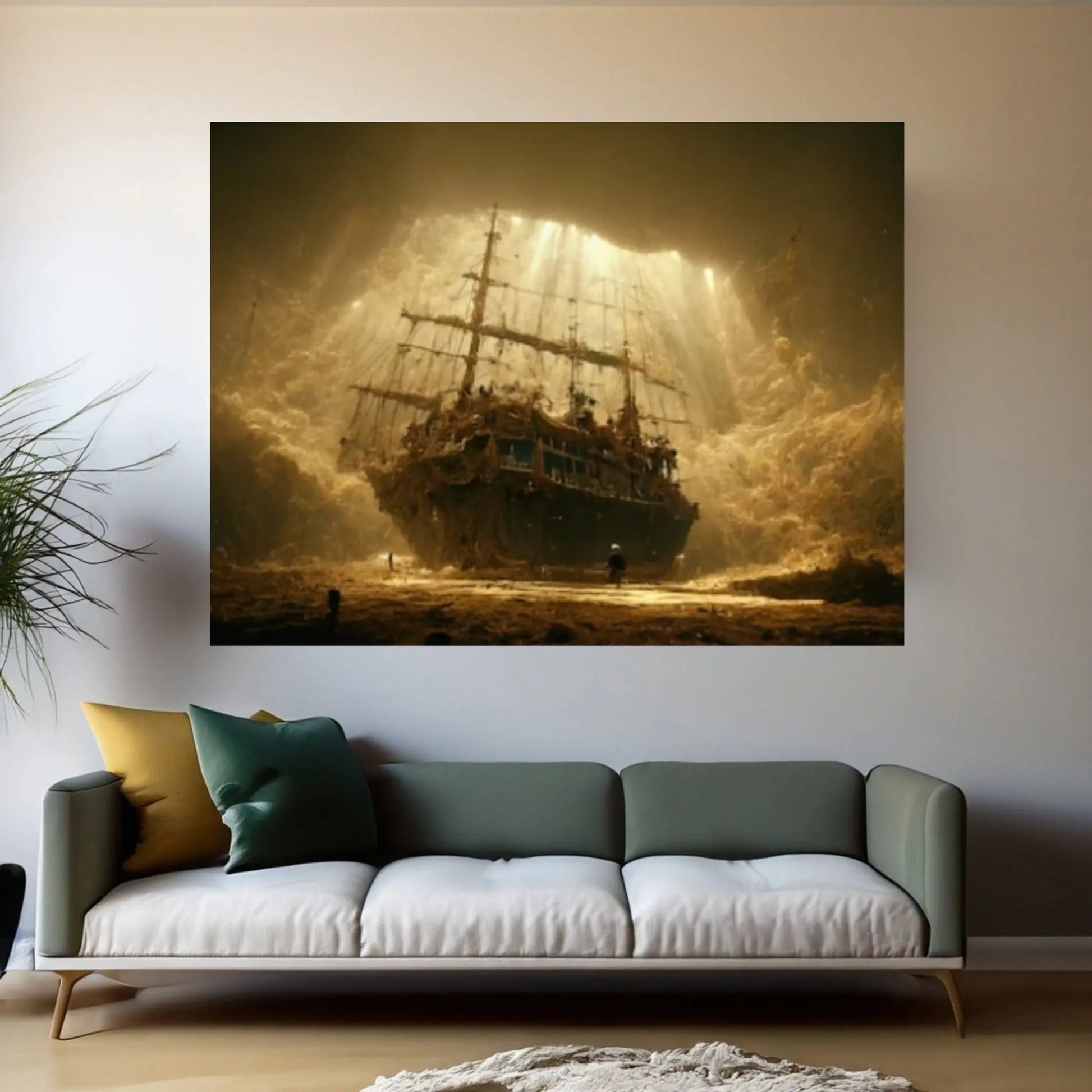 Ship Wars Wall Art,Pirate Ship Framed Canvas - Canvas Wall Art Luxury Decor for Room - Y Canvas