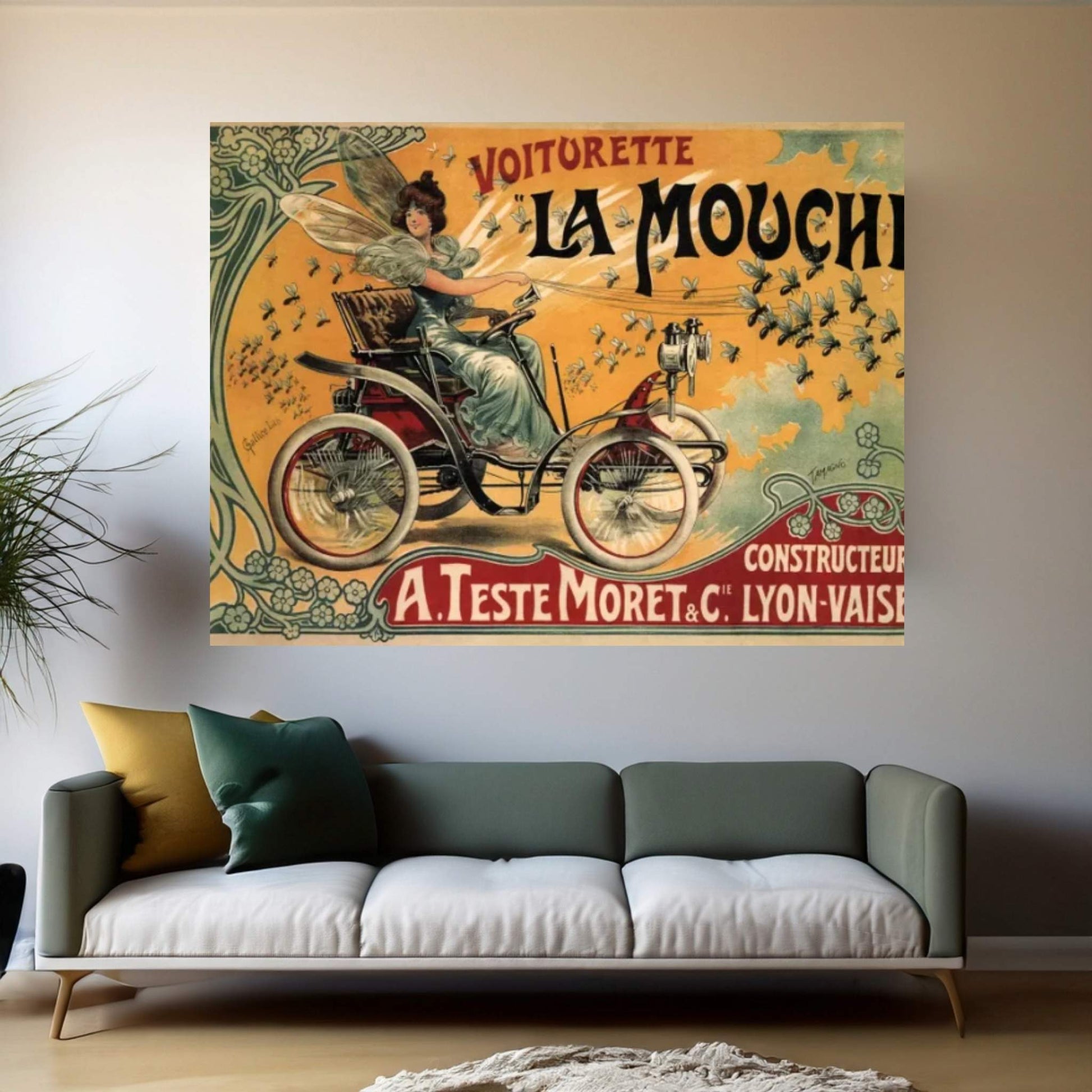 Voiturette La Mouche Advertising Vintage Poster Canvas Wall Art - Y Canvas