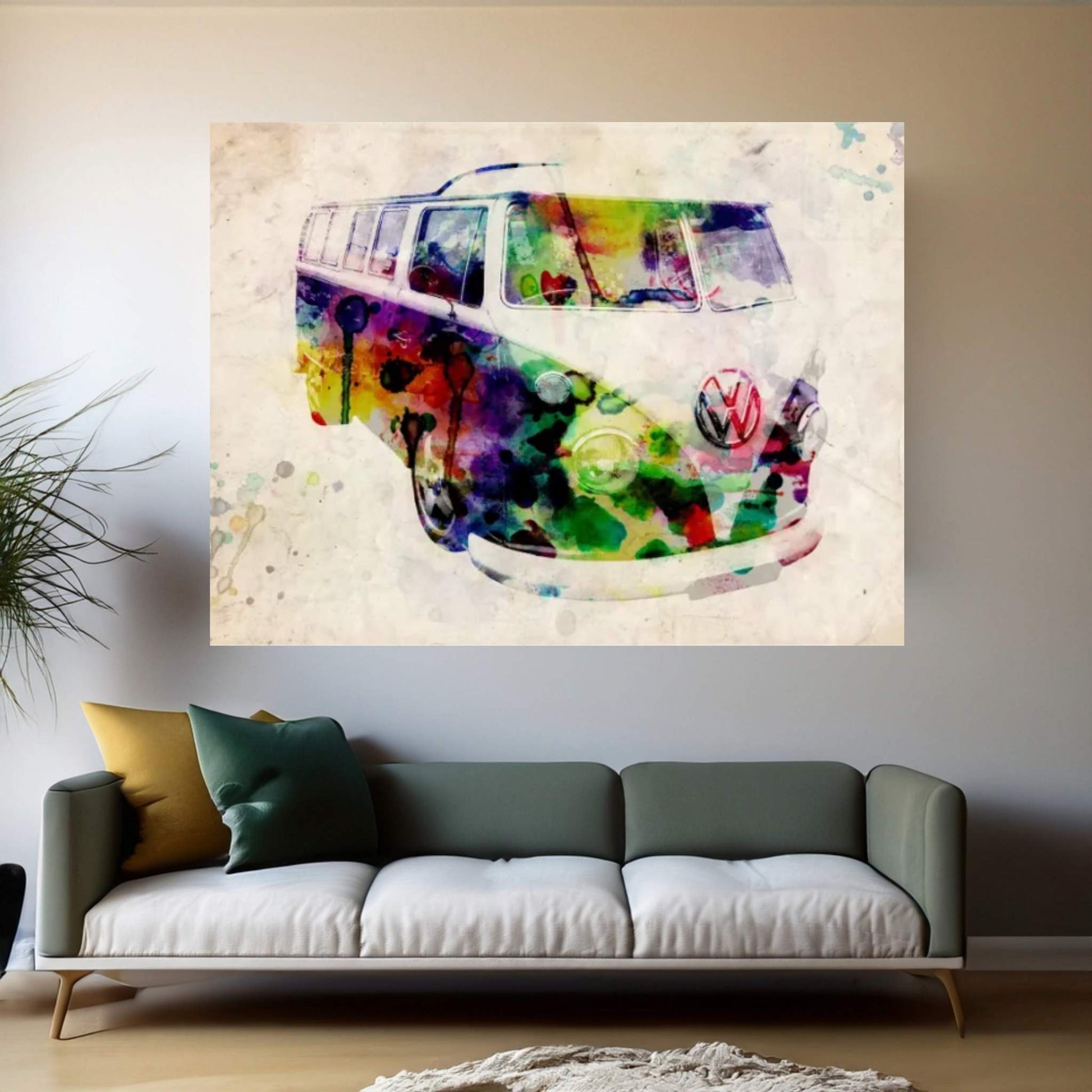 VW Camper Van (Urban) Canvas Wall Art - Y Canvas