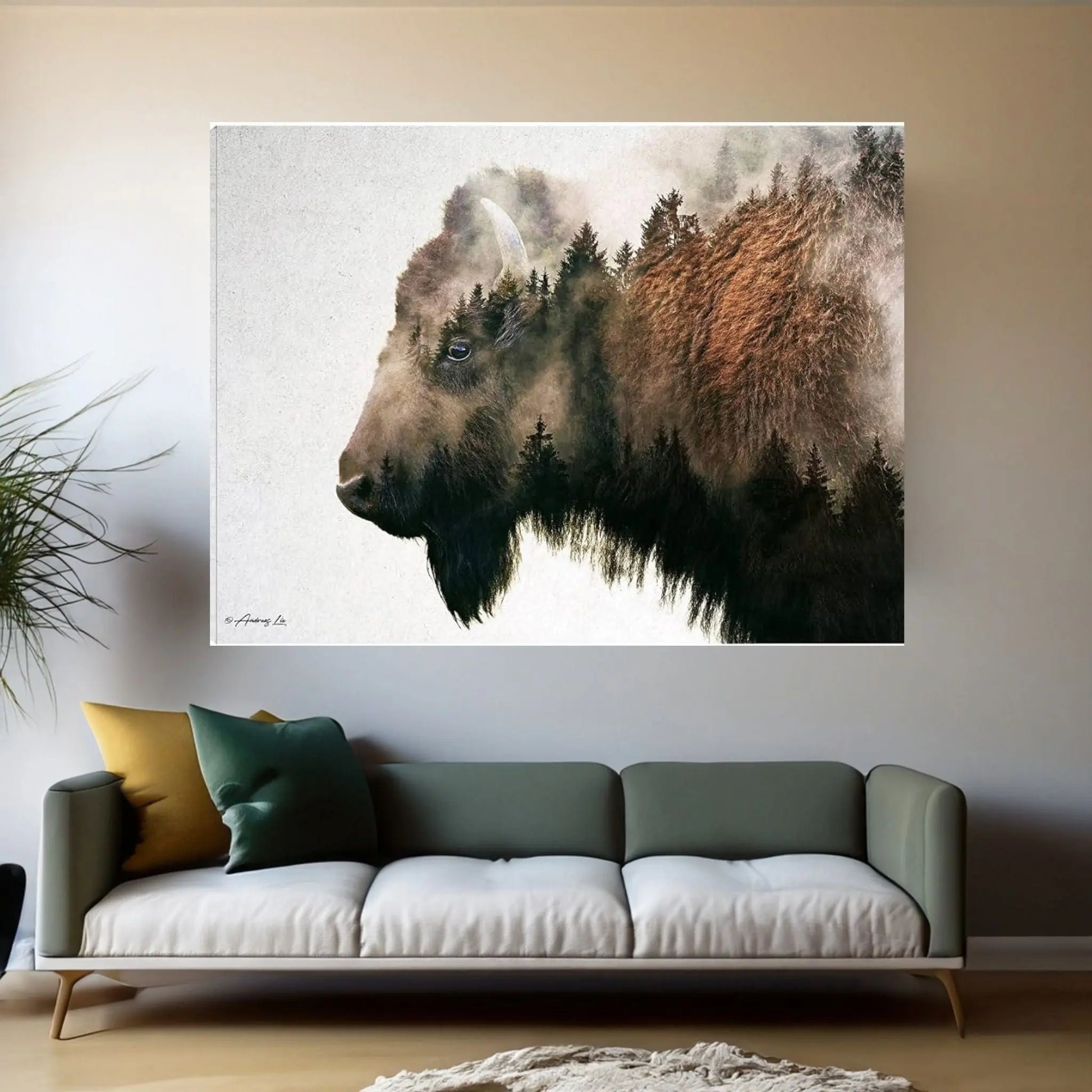 Bison Canvas Wall Art - Y Canvas