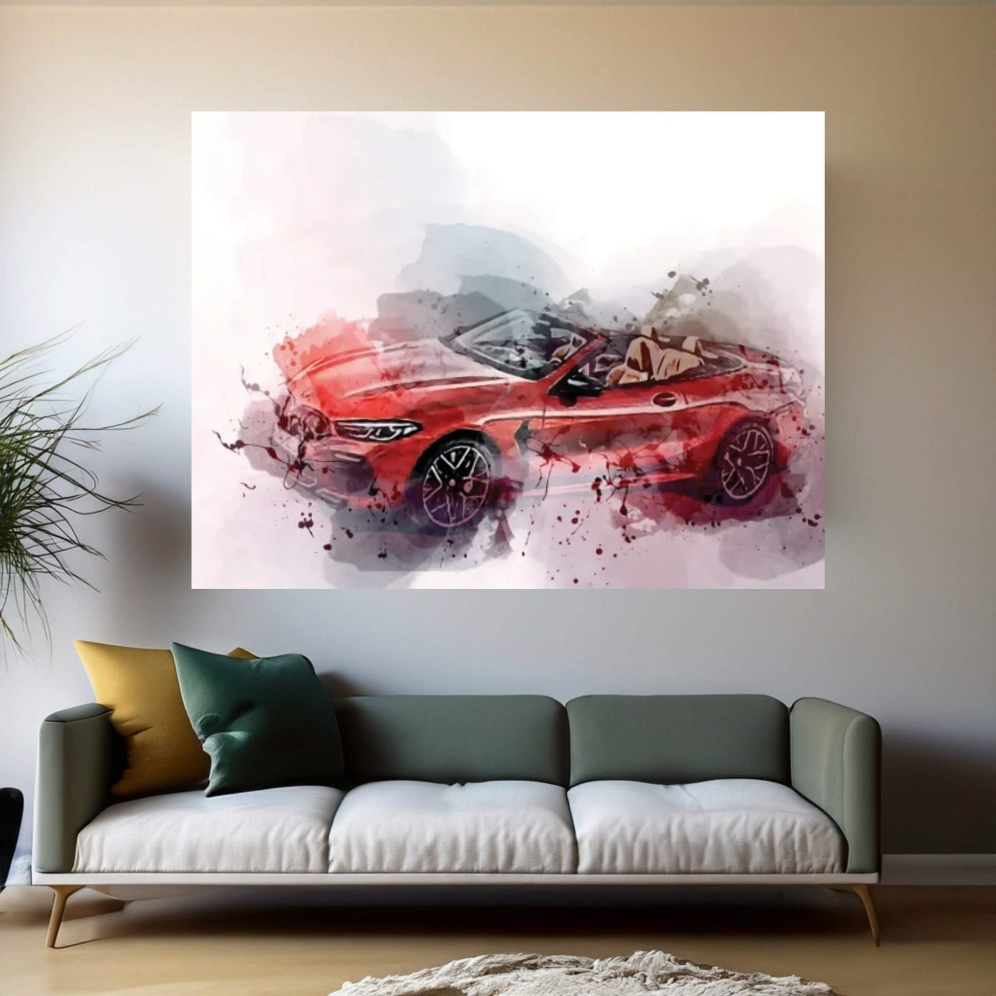 BMW M8 Competition Cabrio Red Cabriolet 2022 Canvas Wall Art - Y Canvas