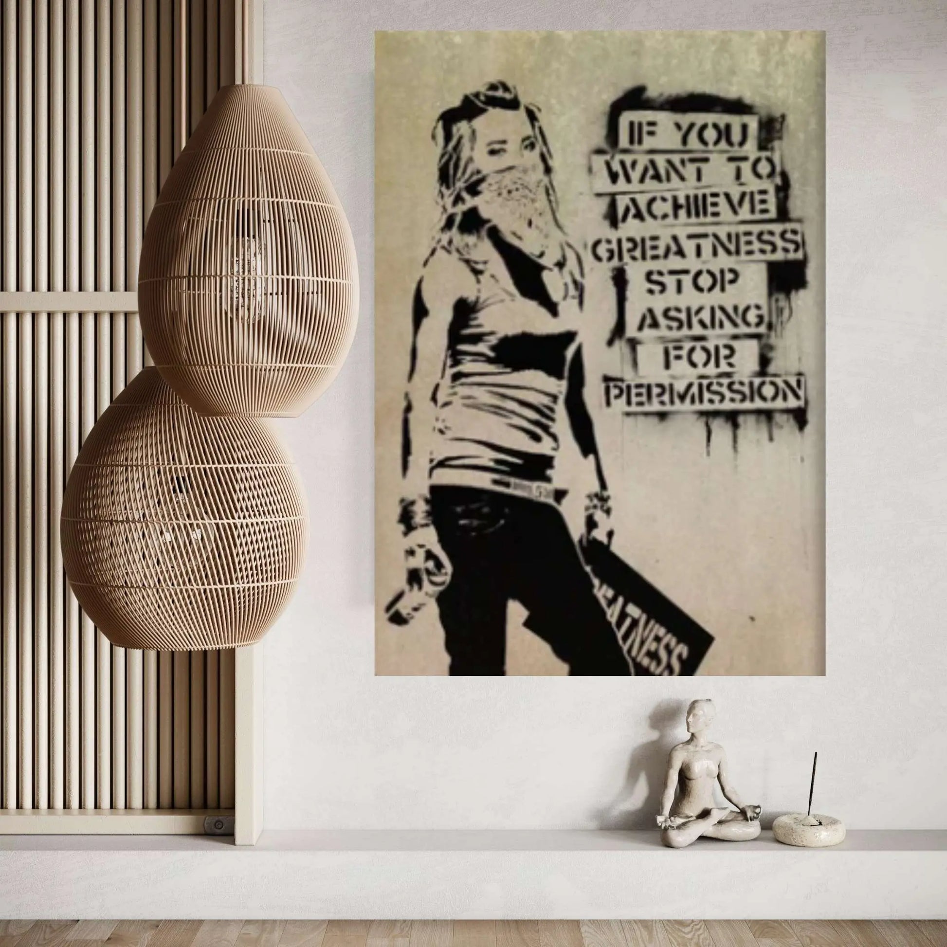 Banksy Canvas, Banksy Print, Banksy Art Print, Banksy If You Want To Achieve Greatness - Y Canvas