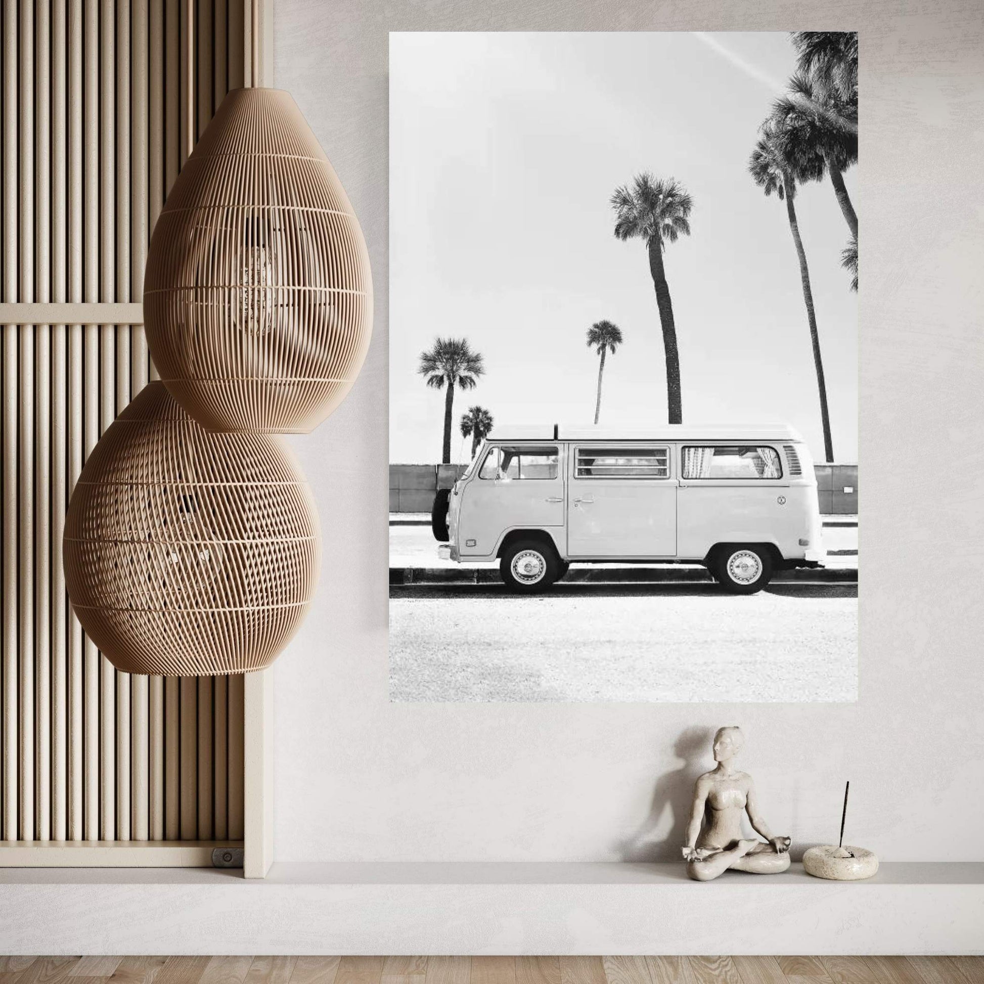 Van In Black & White Canvas Wall Art - Y Canvas