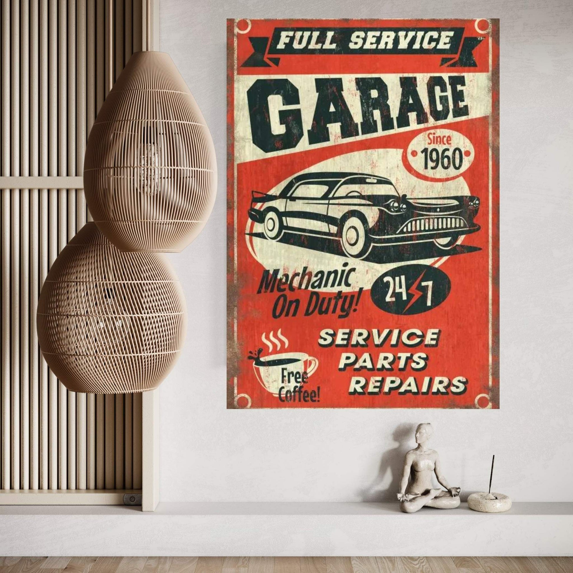 Full Service Garage Sign Canvas Wall Art - Y Canvas