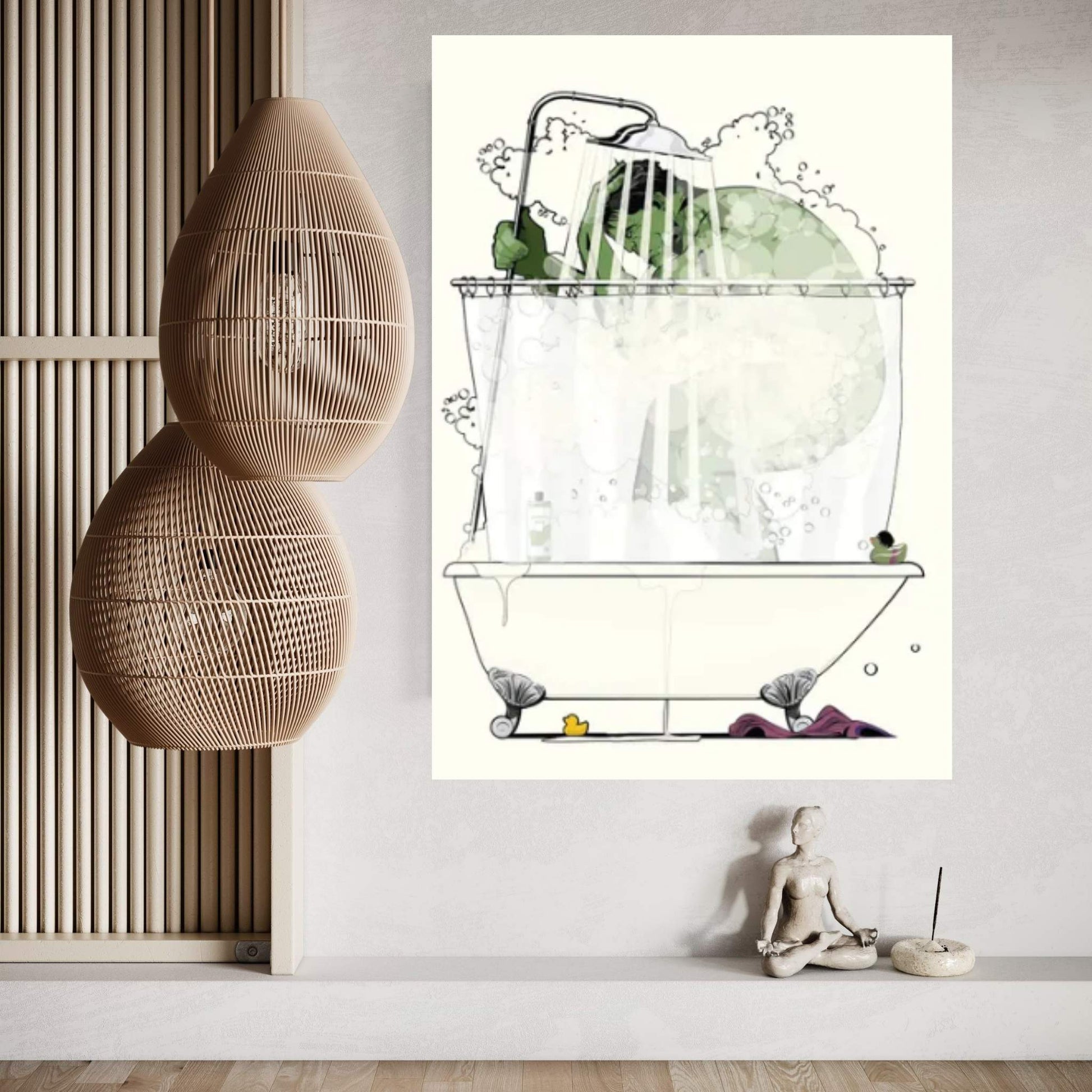 Hulk In The Shower Canvas Wall Art - Y Canvas