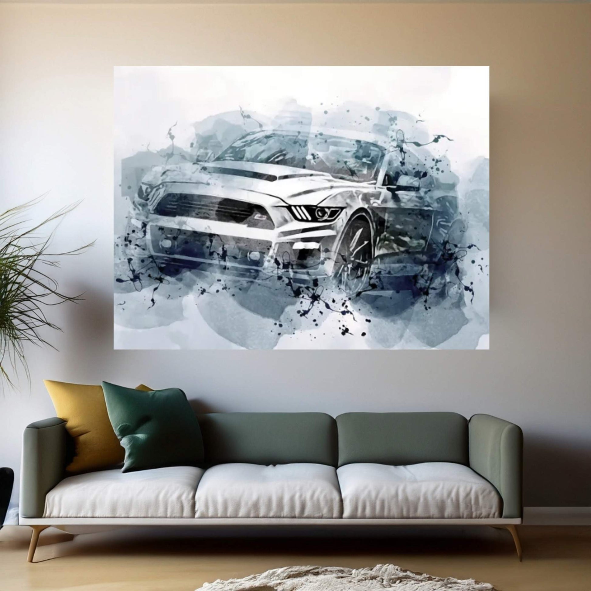 Ford Mustang S550 Exterior White Sports Coupe Canvas Wall Art - Y Canvas