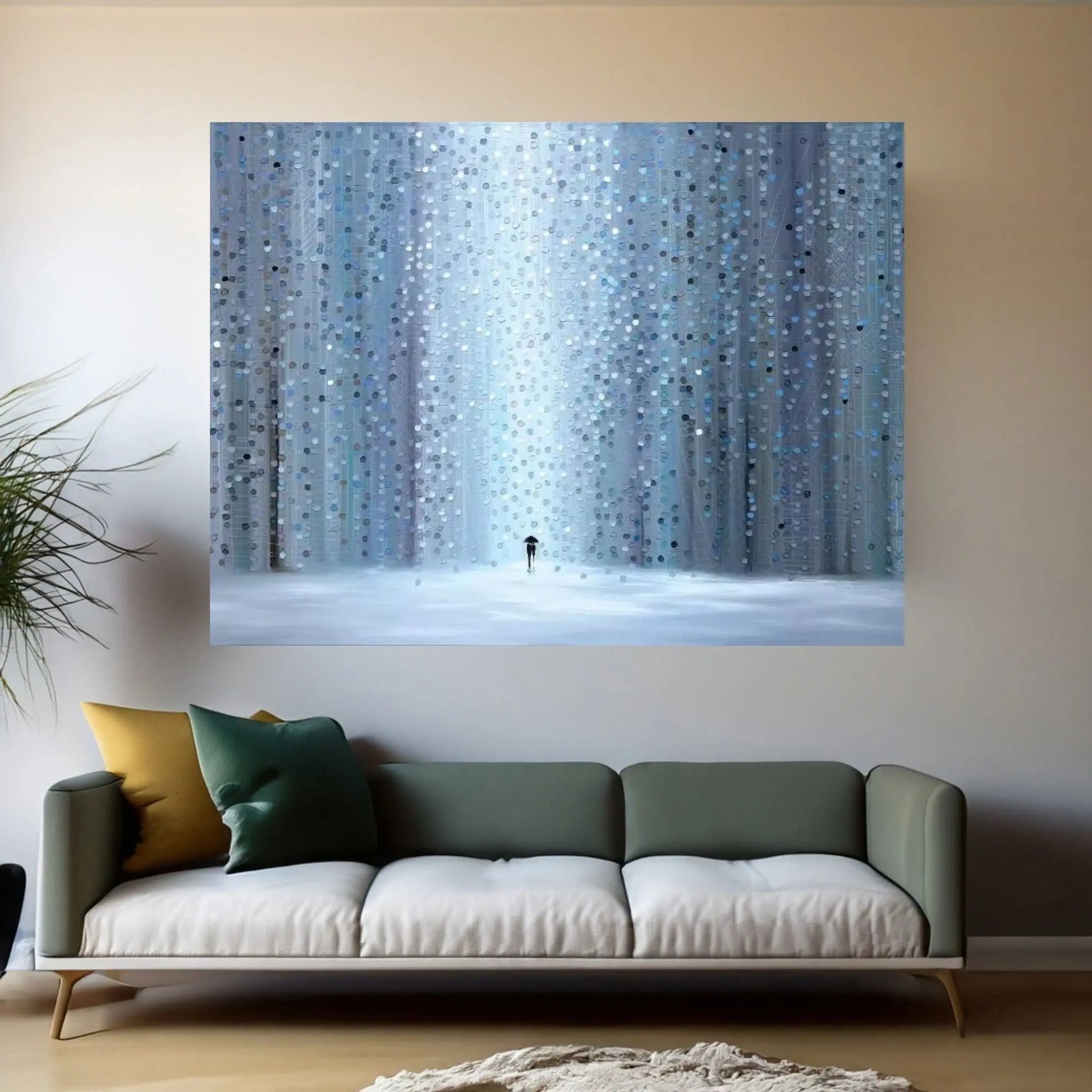 Rainy Stroll Canvas Wall Art - Y Canvas