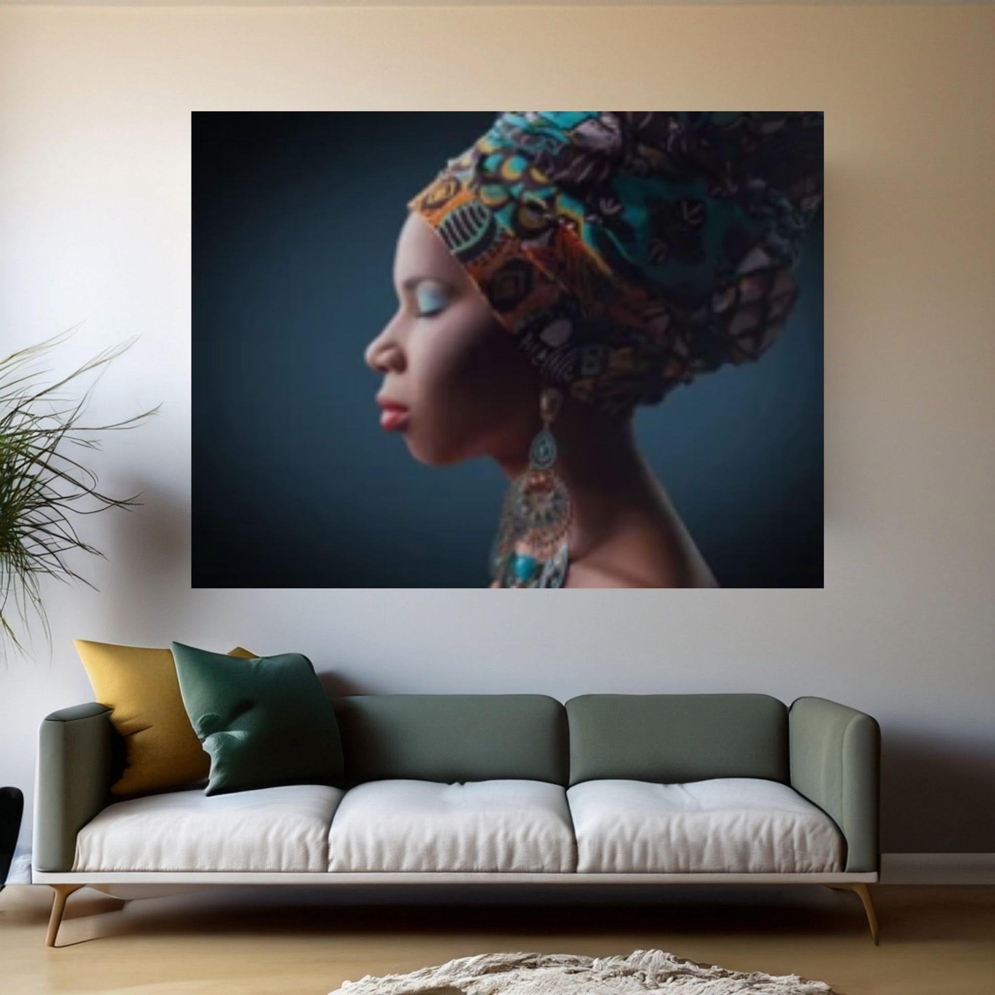 African Art Wall Decor, African Woman Makeup Wall Art, Abstract Canvas Art - Y Canvas