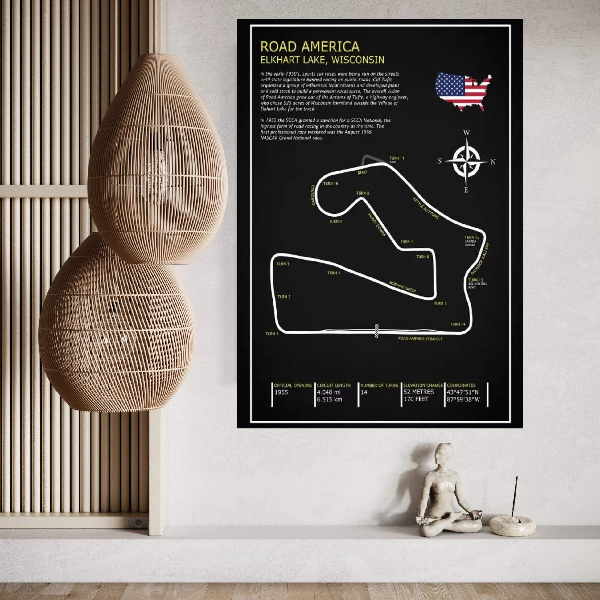 Road America BL Canvas Wall Art - Y Canvas