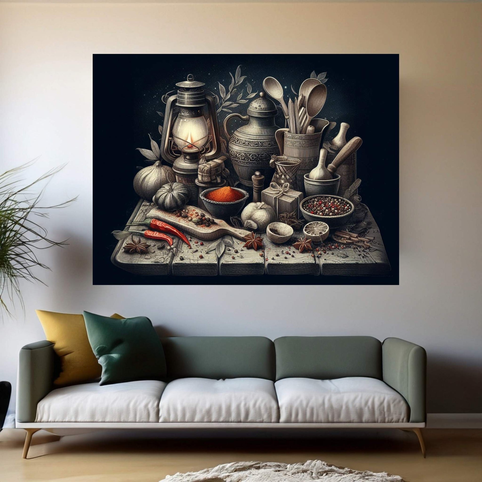 Spices Kitchen Wall Art, Food Artwork, Abstract Wall Decor, Indian Spices Canvas, Modern Wall Decor Home Decor - Y Canvas