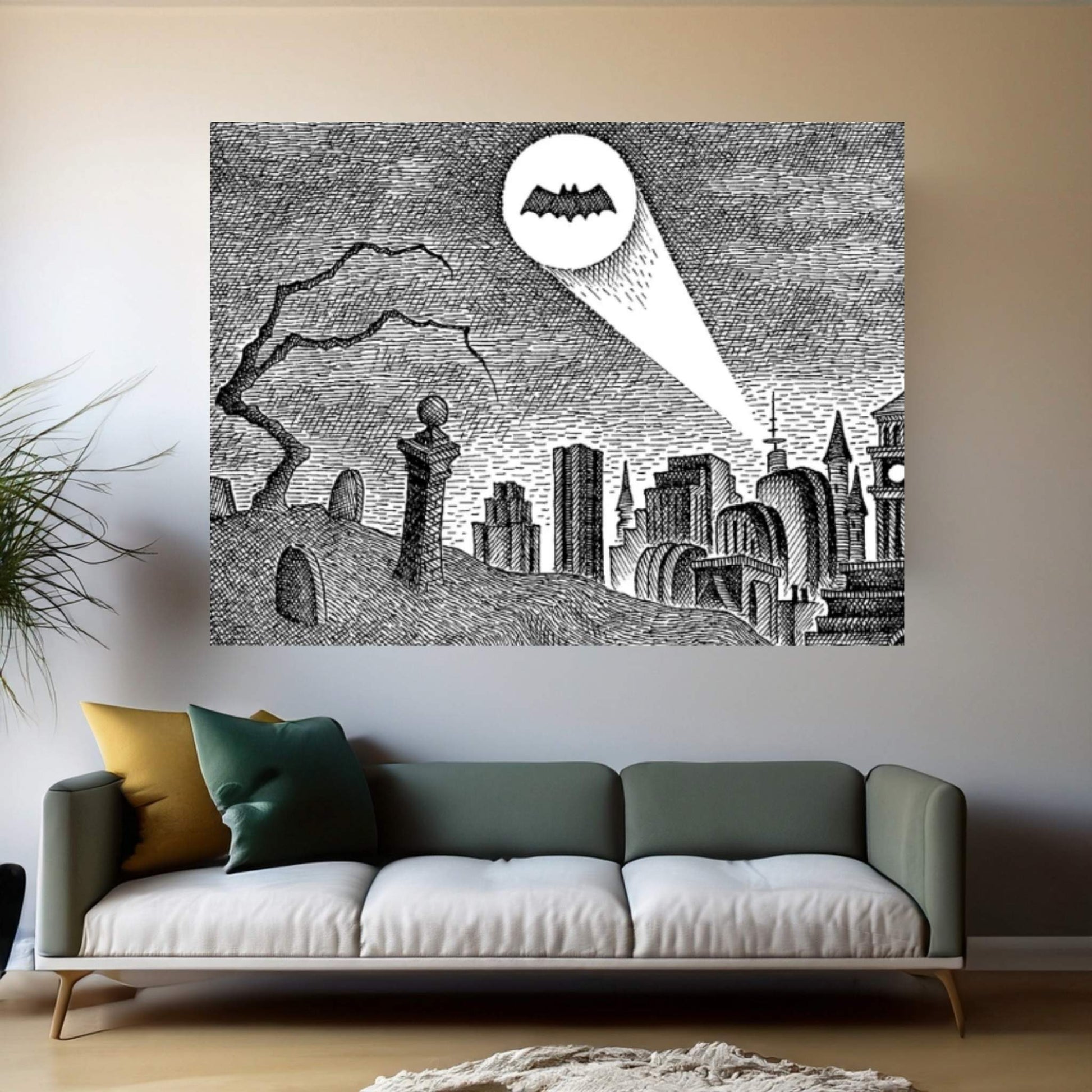 Bat-Signal Canvas Wall Art - Y Canvas