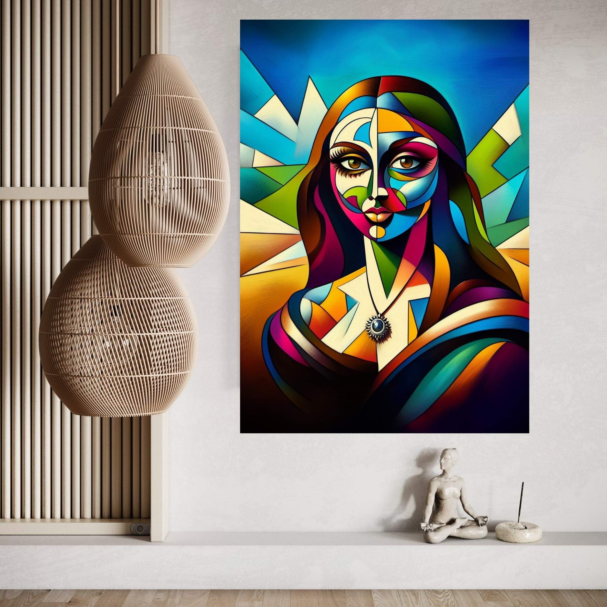 Modern Mona Lisa Picasso Style Reproduction Modern Abstract Canvas Wall Art - Y Canvas