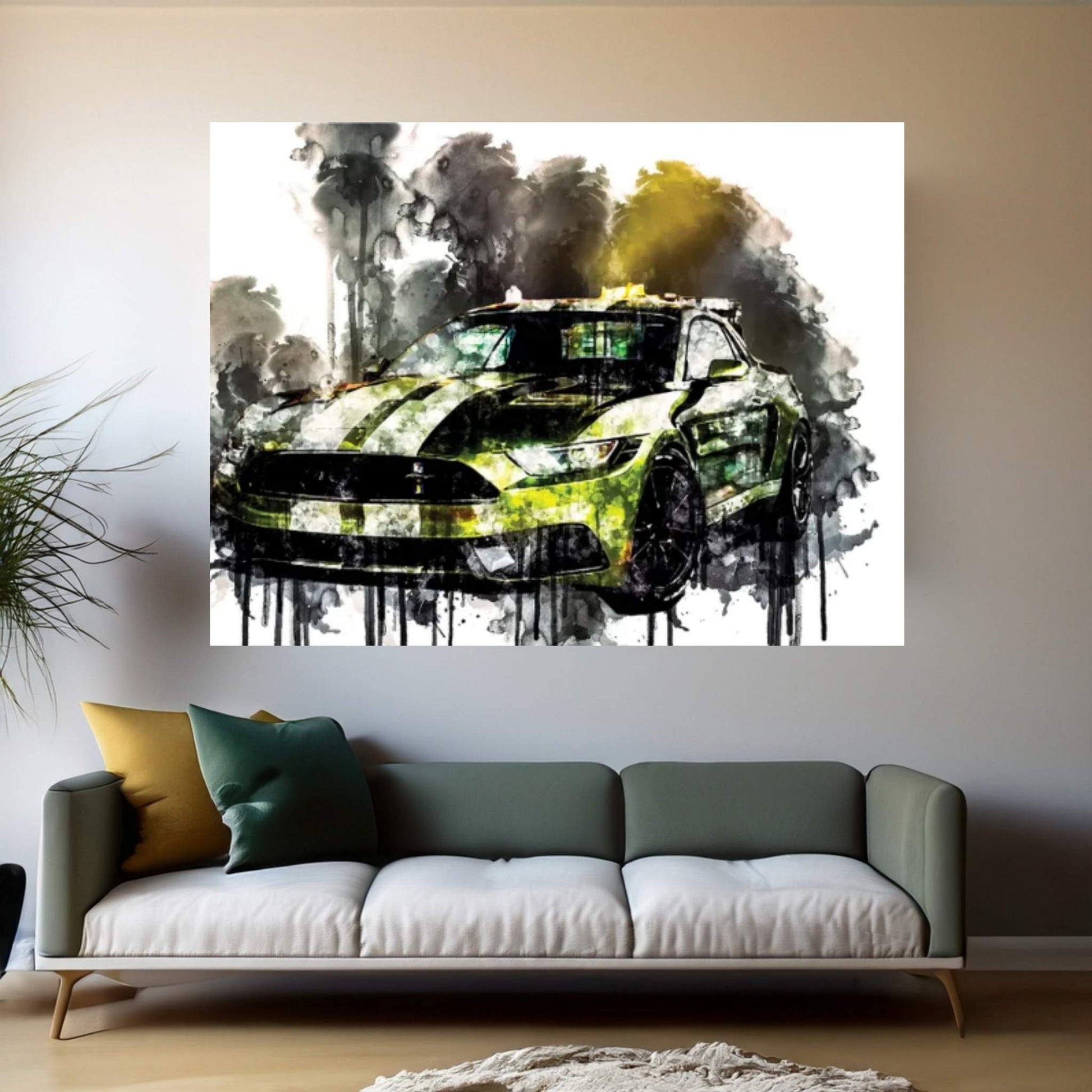 Car 2017 Ford Mustang NotchBack Design Canvas Wall Art - Y Canvas