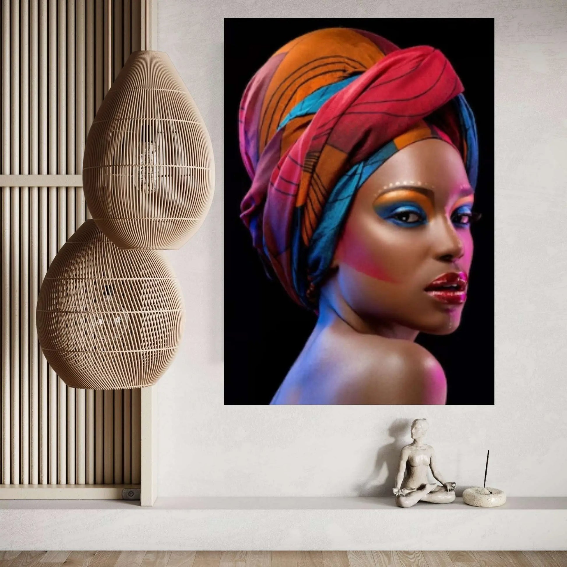 African Woman Portrait Wall Art /African Woman Canvas Print / African American Home Decor Black Woman Make Up Home Decor - Y Canvas