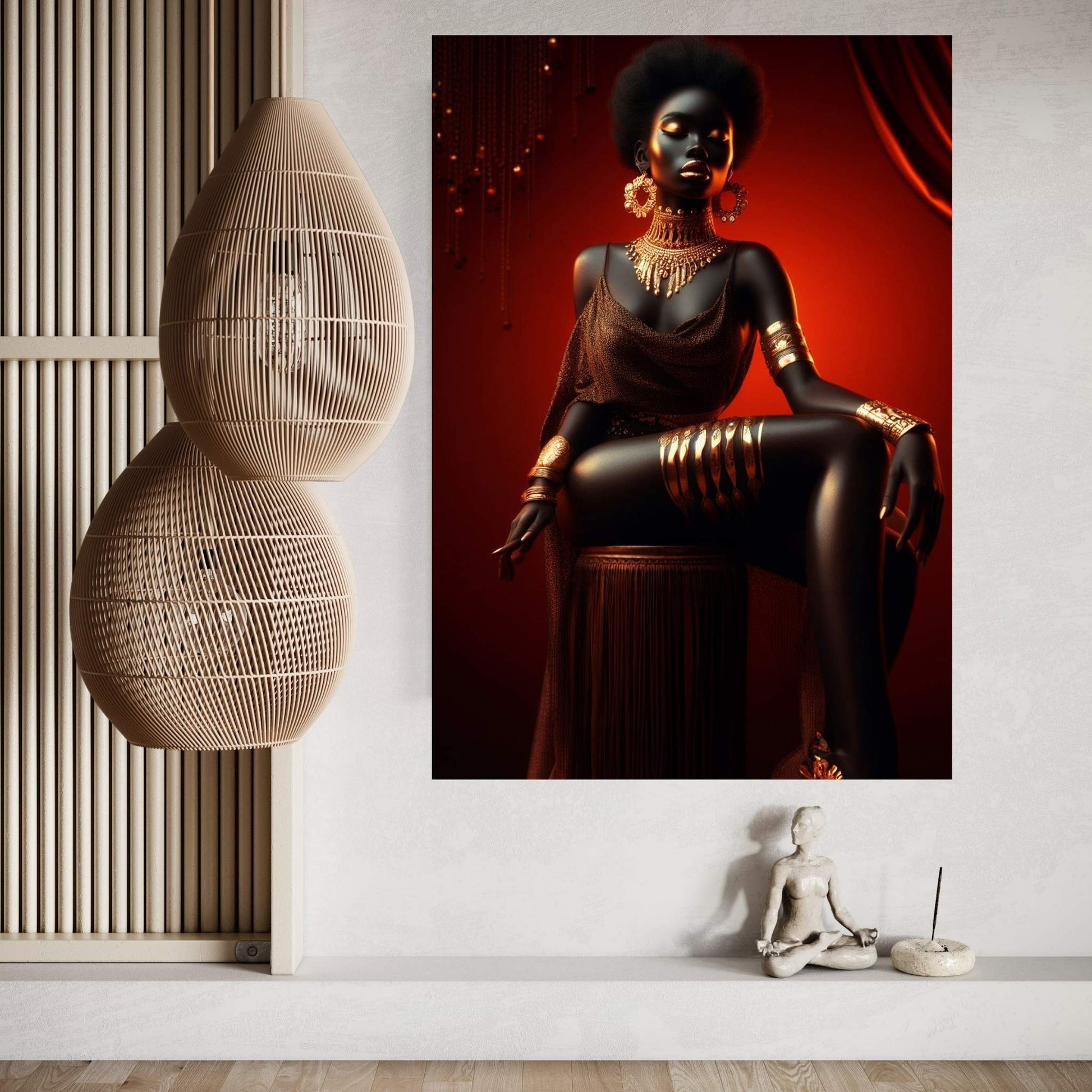 African Black Woman Gold Make-up Canvas Canvas Wall Art - Y Canvas