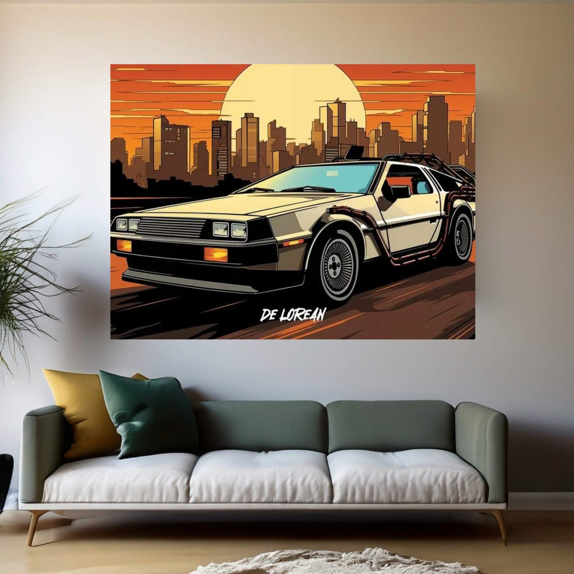 DeLorean Comic Canvas Wall Art - Y Canvas