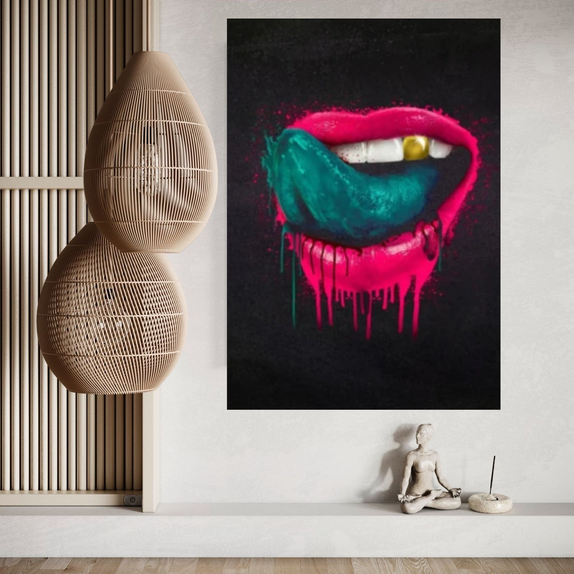 Large Sexy Lips Print on Canvas, Christmas Gift, Floating Frame Option - Y Canvas