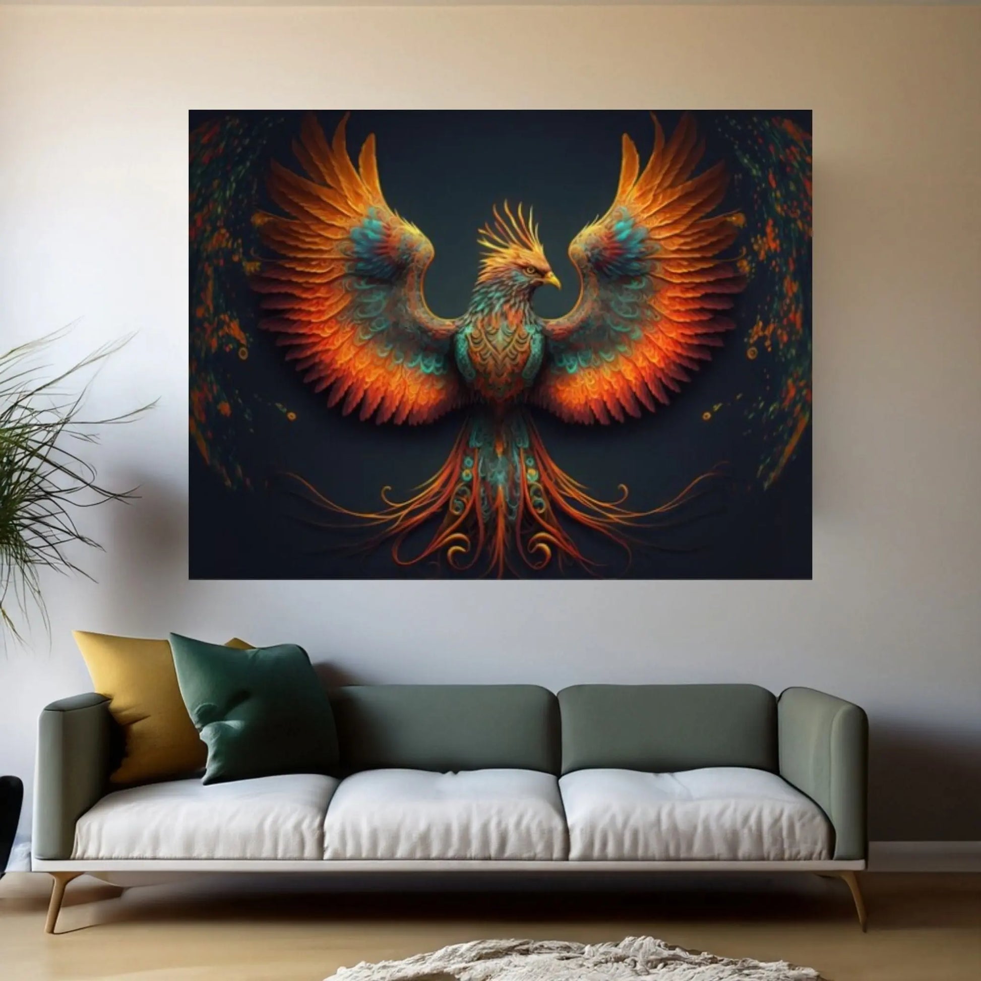 War Bird Mythological Red Bird Legendary Bird Canvas Wall Art - Y Canvas