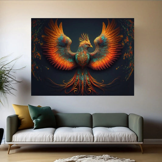 War Bird Mythological Red Bird Legendary Bird Canvas Wall Art - Y Canvas