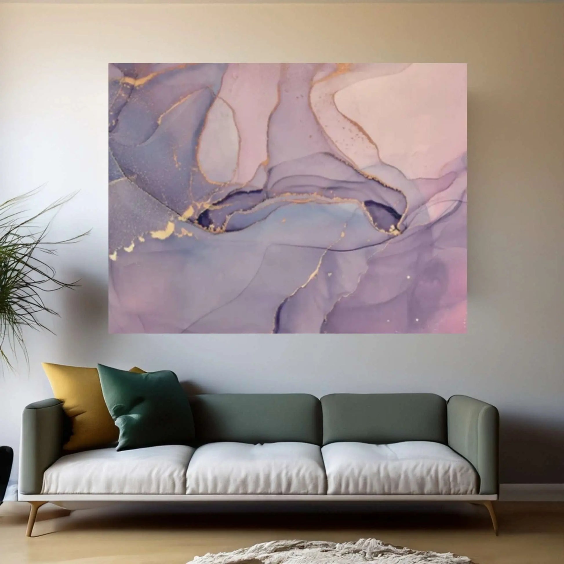 Purple and Pink Abstract Wall Art, Abstract Marble Print Marble Abstract - Y Canvas