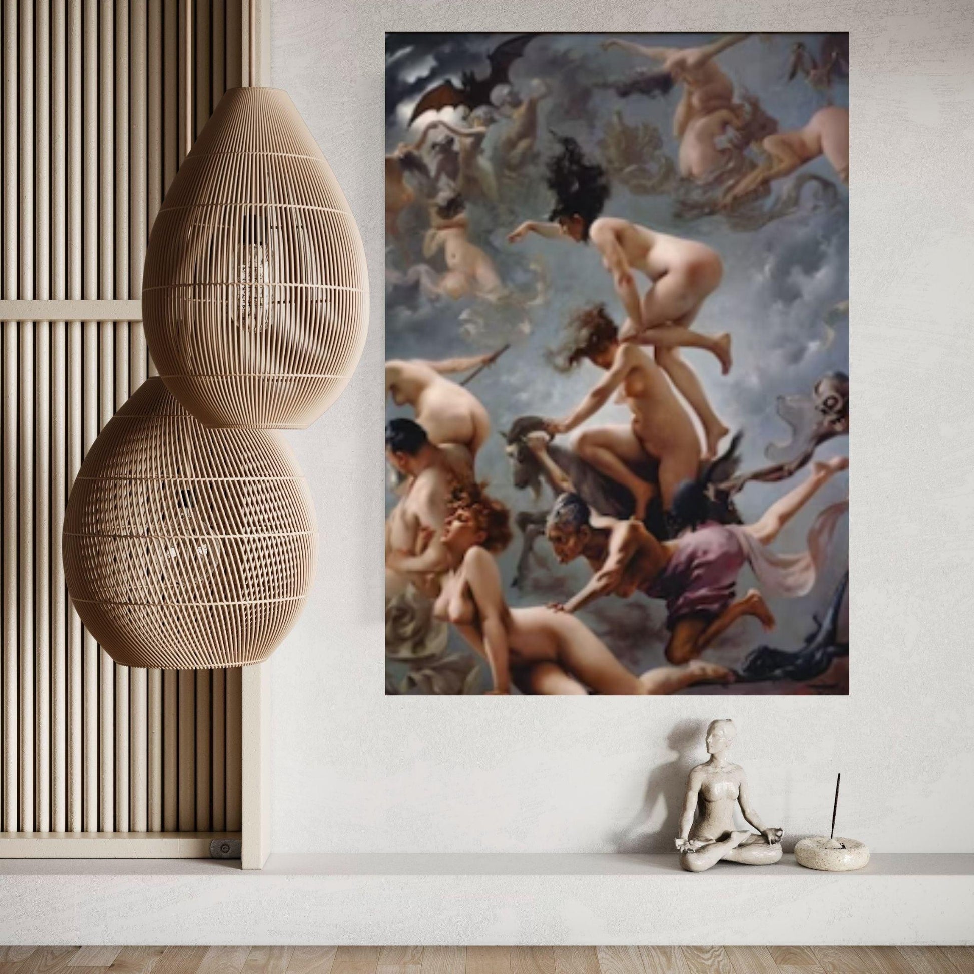 Large Witches Going to Their Sabbath Canvas Wall Art, Luis Ricardo Falero Print on Canvas - Y Canvas