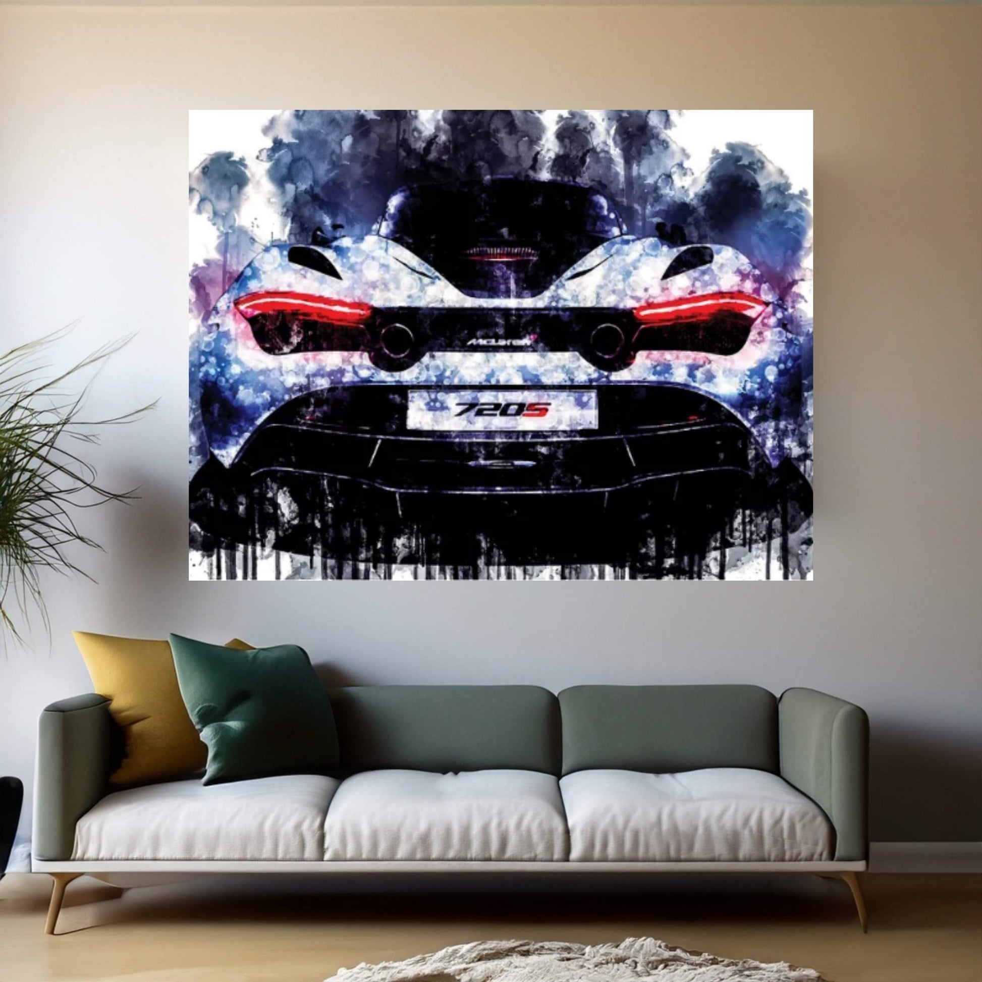 Car 2017 McLaren 720s Coupe Cars Watercolo Canvas Wall Art - Y Canvas