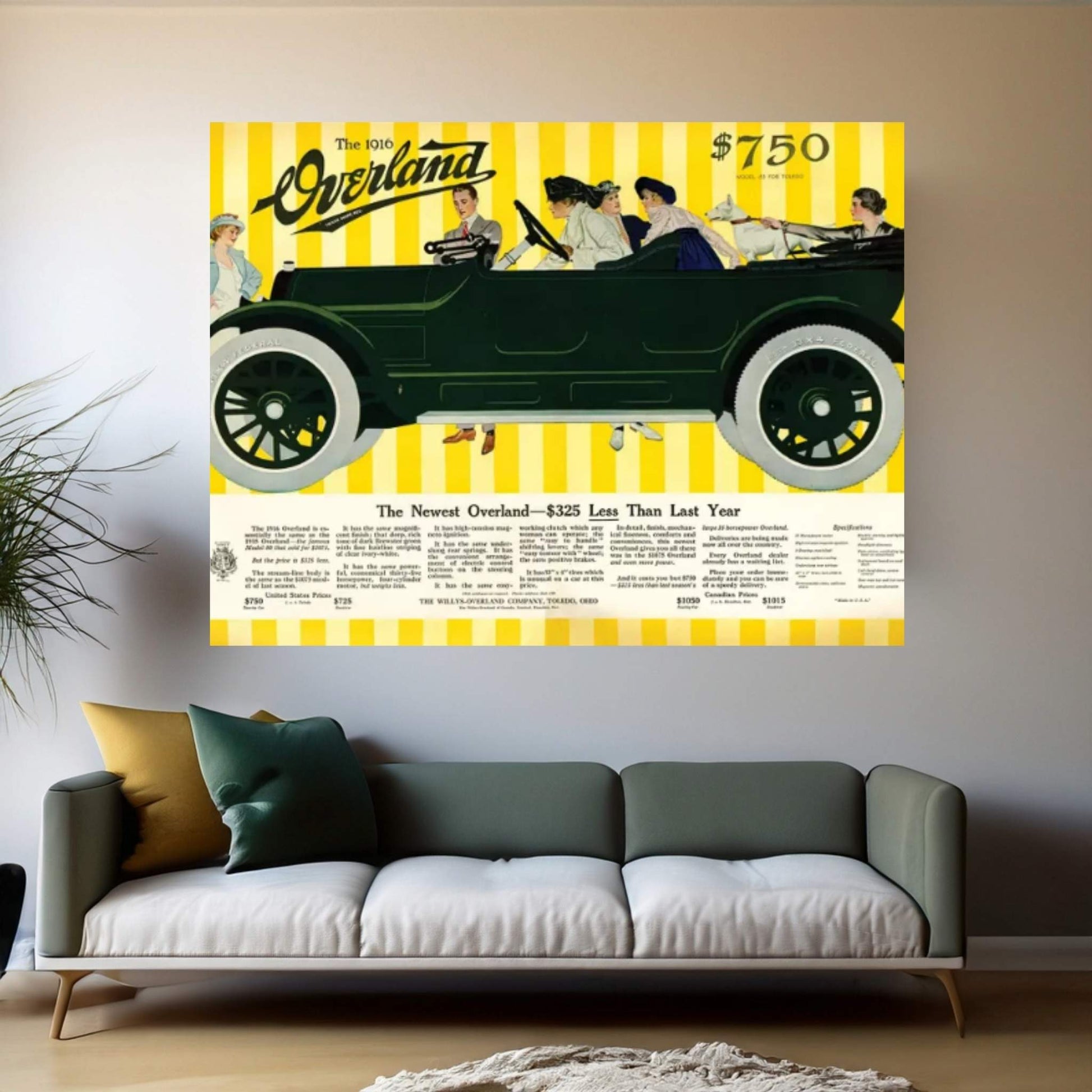 1916 Willys-Overland Magazine Advert Canvas Wall Art - Y Canvas