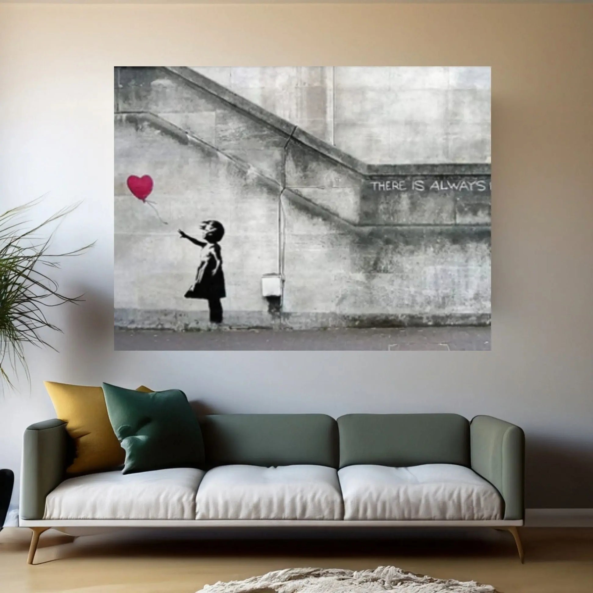 Banksy Canvas Wall Art Print Balloon Girl, Graffiti Wall Art, Street Art, Banksy Love Red Balloon - Y Canvas