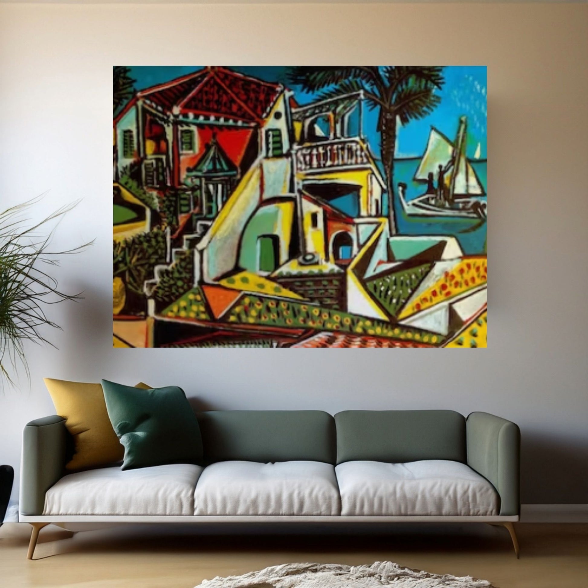 Picasso Mediterranean Landscape Masterpiece Wall Art, Cubism, Surrealism - Y Canvas