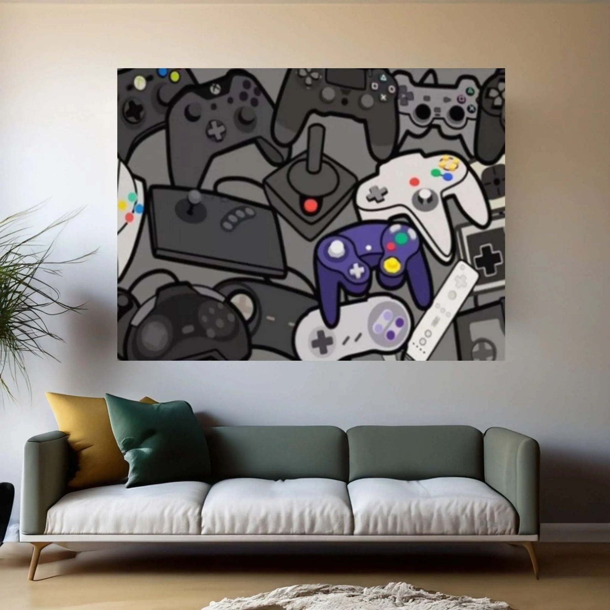 Game Room Wall Art Canvas Game Controllers Art Canvas Print Poster - Y Canvas