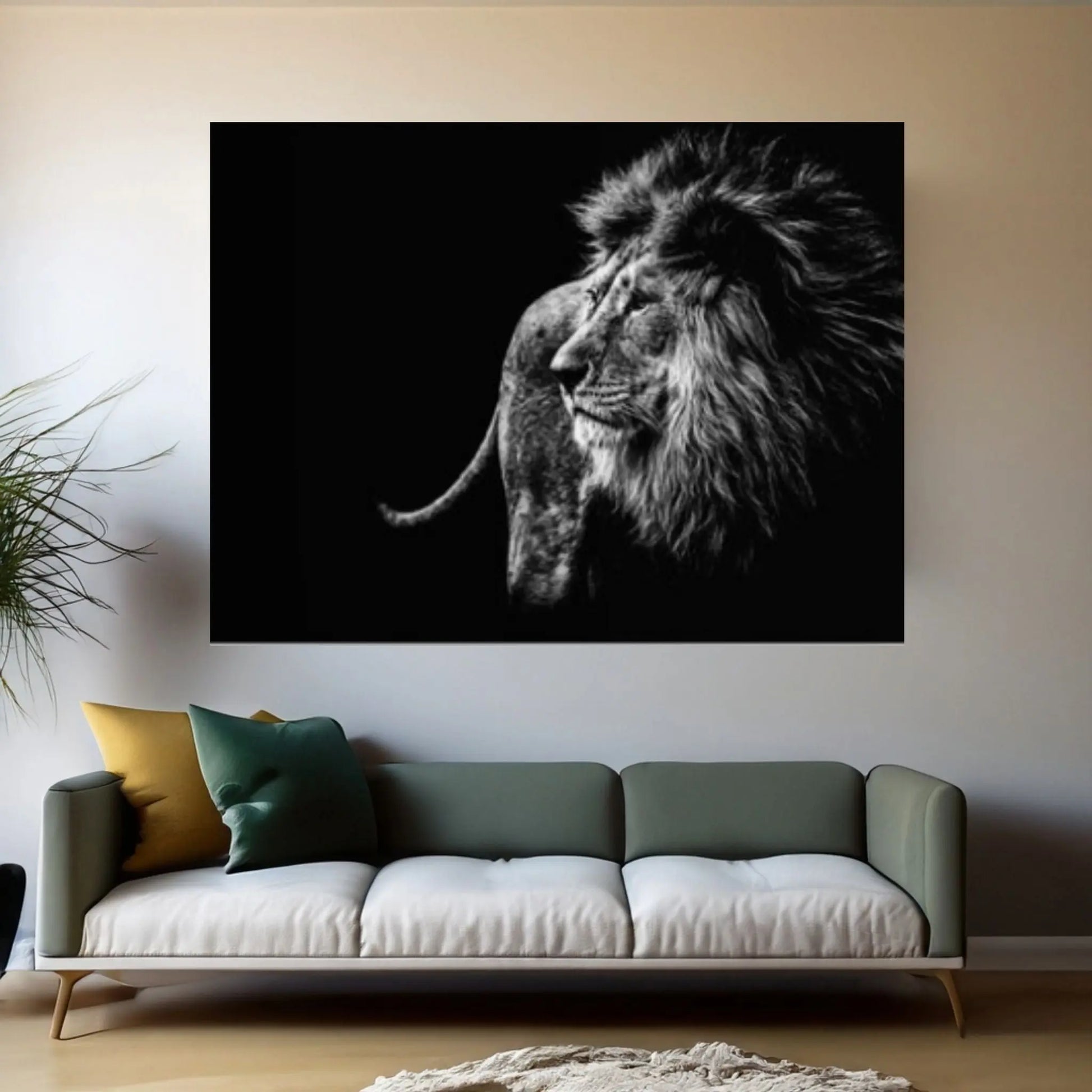 Lion Wall Art, Lion Canvas Art, Animal Wall Art, Canvas Wall Art,Animal wall art decor Large lion art - Y Canvas