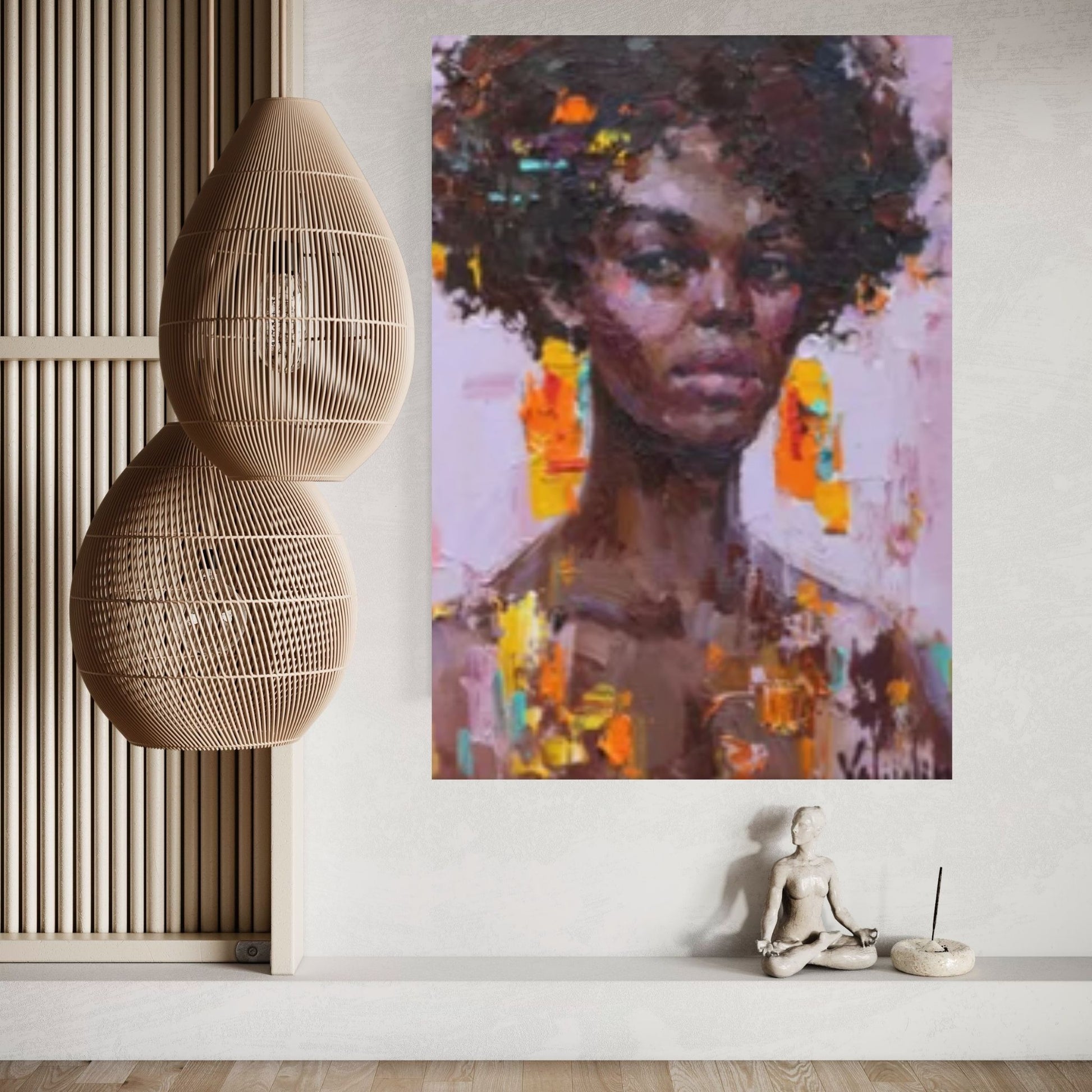 Black Woman Portrait, Afro Art, Colorful Wall Art,African Woman Makeup Wall Art - Y Canvas