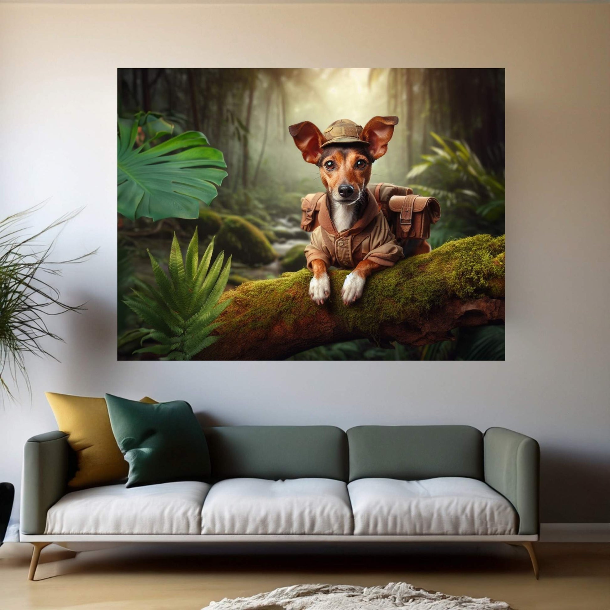 Adventurous Little Dog, Dog in the Forest Canvas Wall Art - Y Canvas