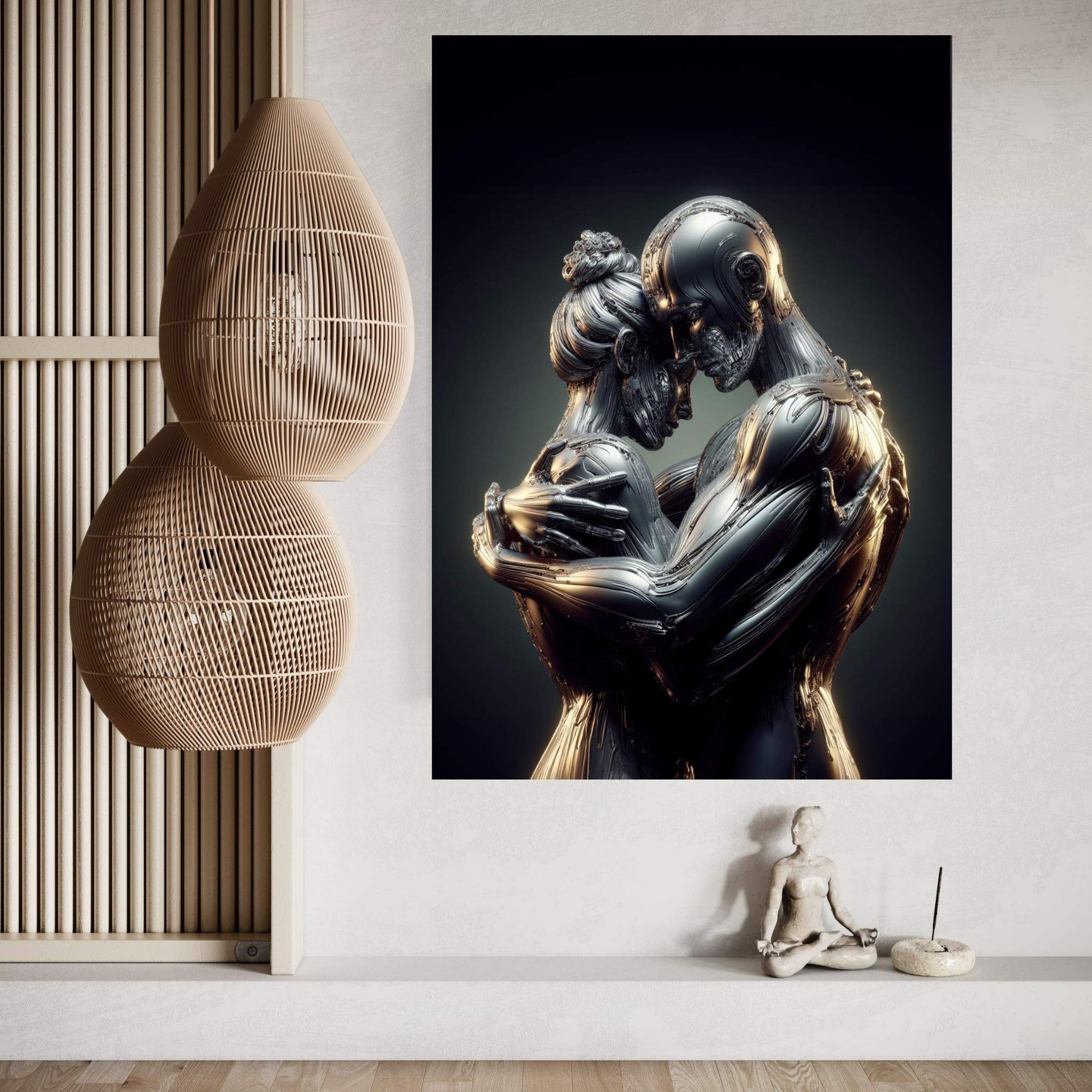 Metalic Love Couple Canvas Wall Art - Y Canvas