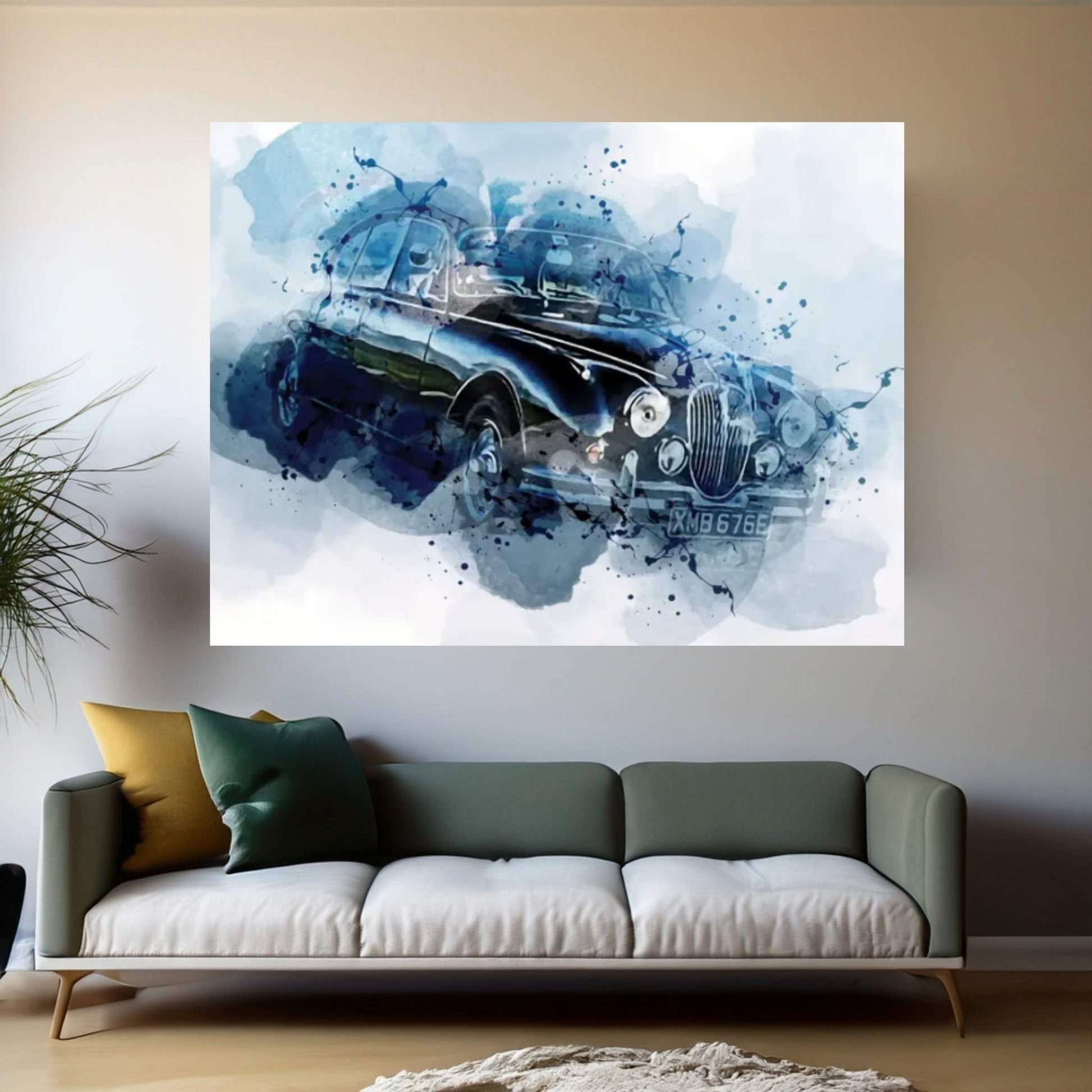 Jaguar Mark 2 Retro Cars 1965 Cars Canvas Wall Art - Y Canvas