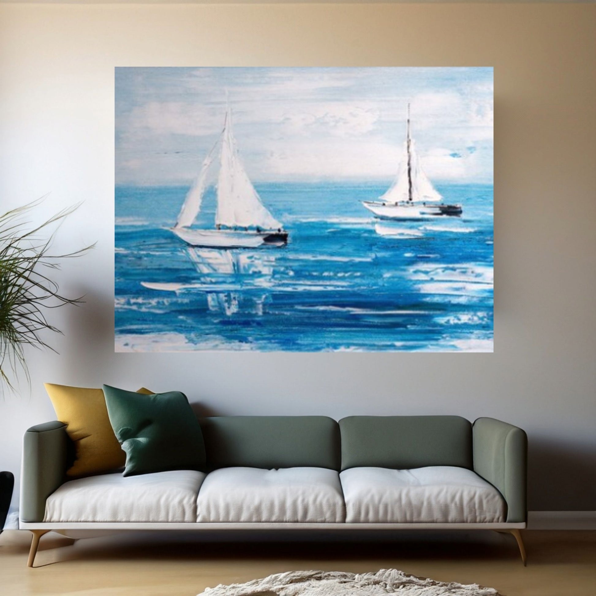 Seascape Wall Art Decor, Ship Ocean Painting, Ship Oil Painting - Y Canvas