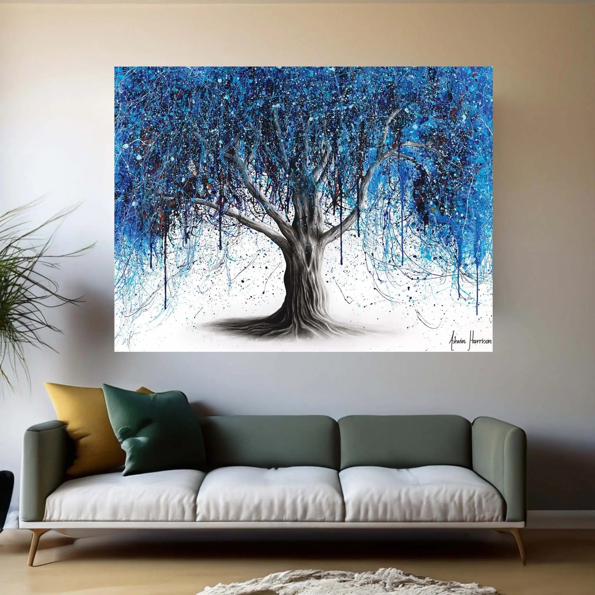 Blue Midnight Tree Canvas Wall Art - Y Canvas