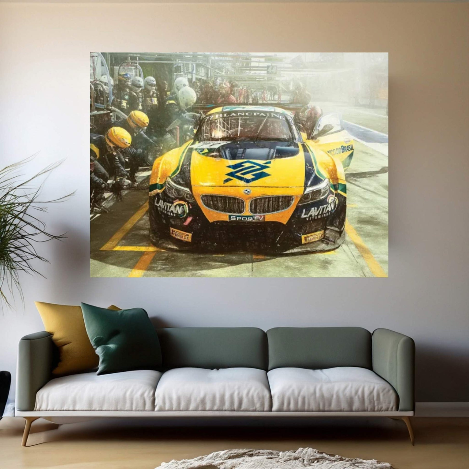 Watercolor Racing Car V-II Canvas Wall Art - Y Canvas