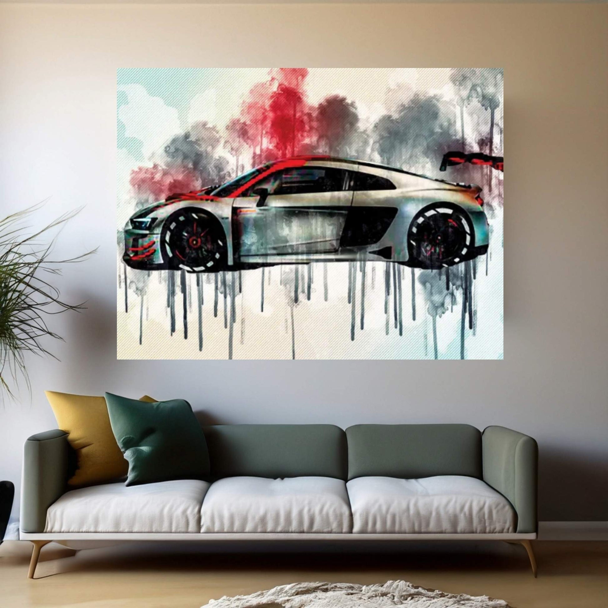 Audi R8 Lms 2019 Side View Tuning R8 Exterior Racing Car Canvas Wall Art - Y Canvas